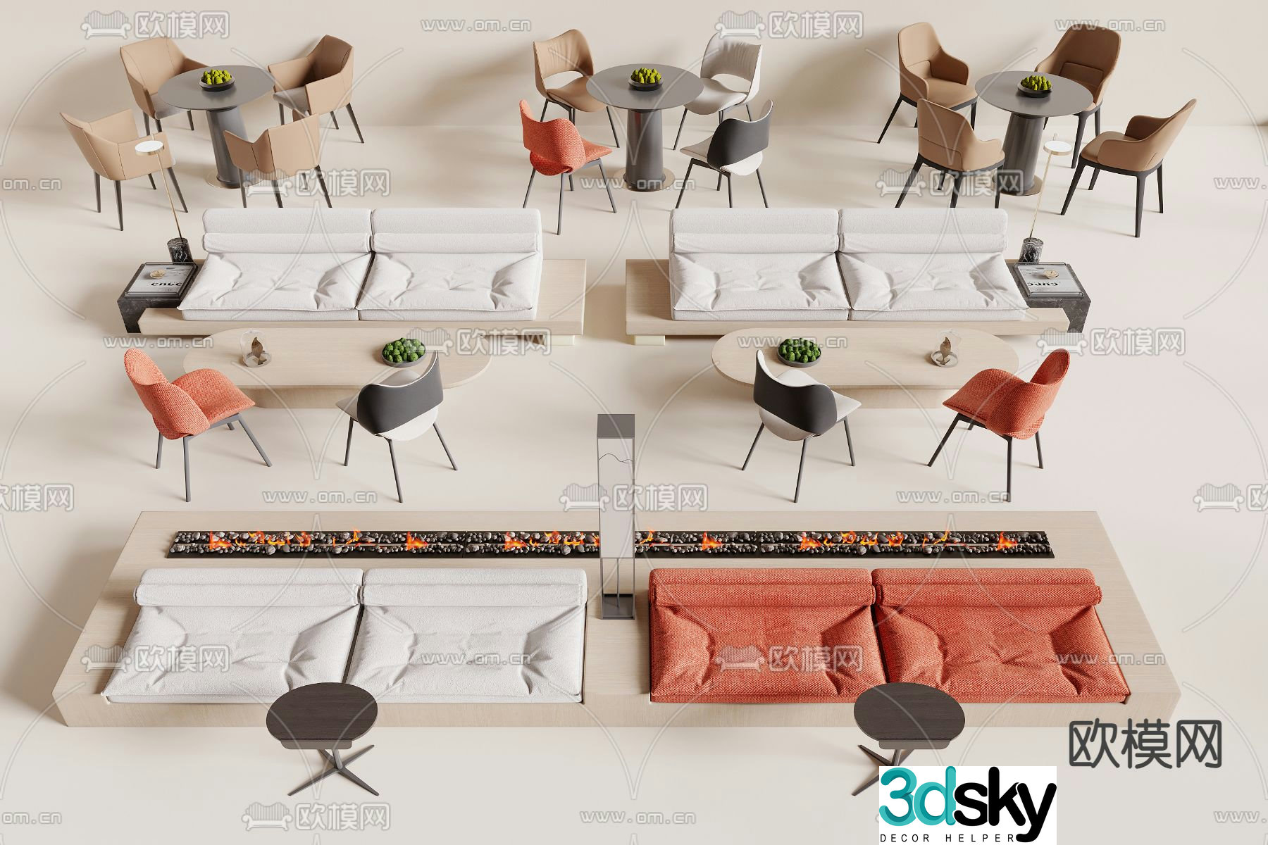 Modern booth sofa booth sofa 3D model