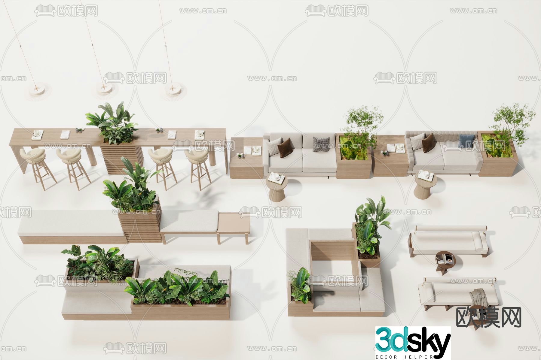 Plant sofa booth 3D model