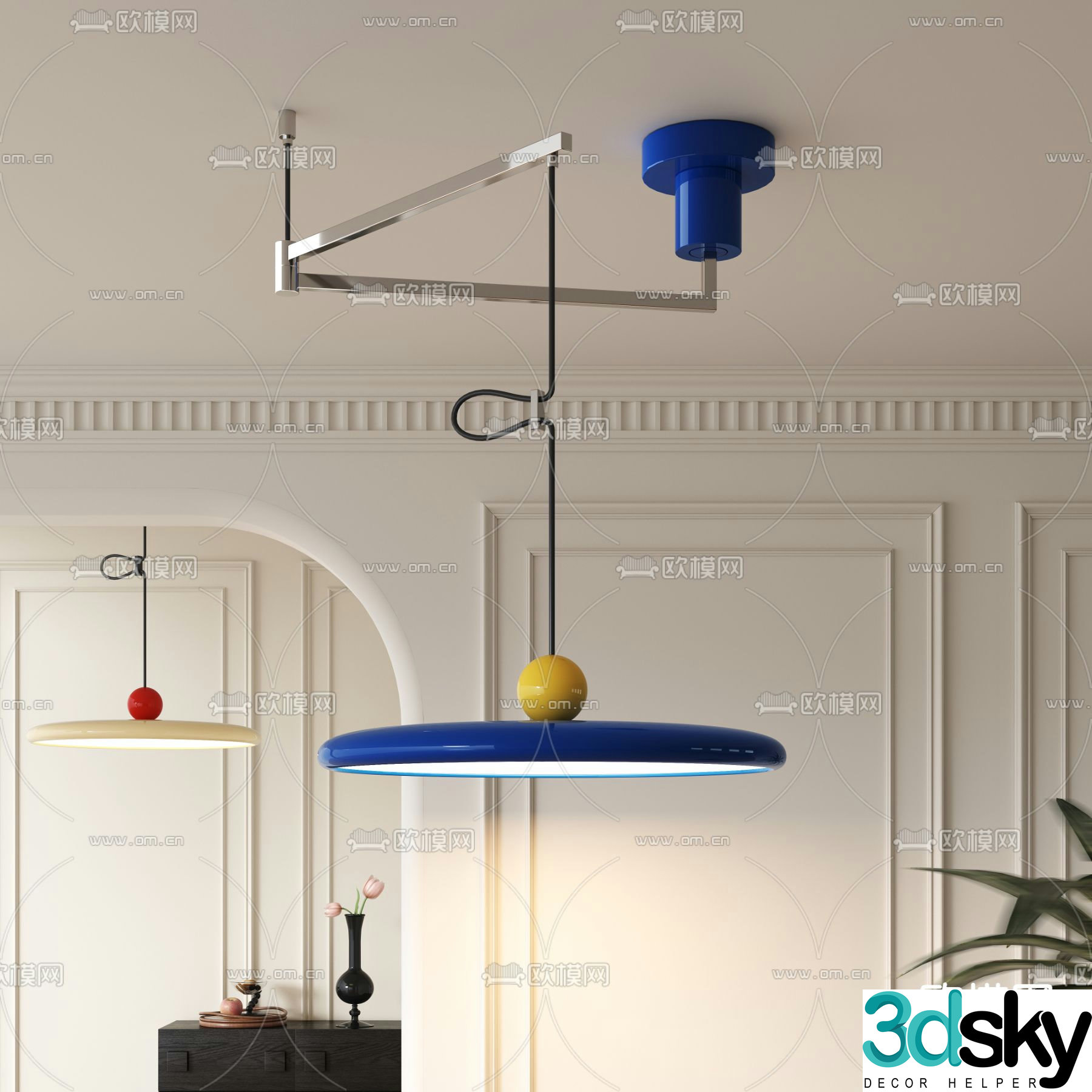 Modern folding chandelier 3d model