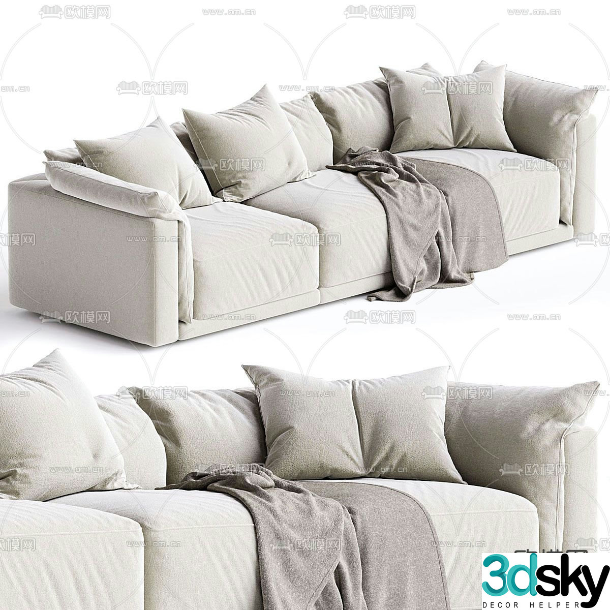 Montauk three seater sofa 3d model