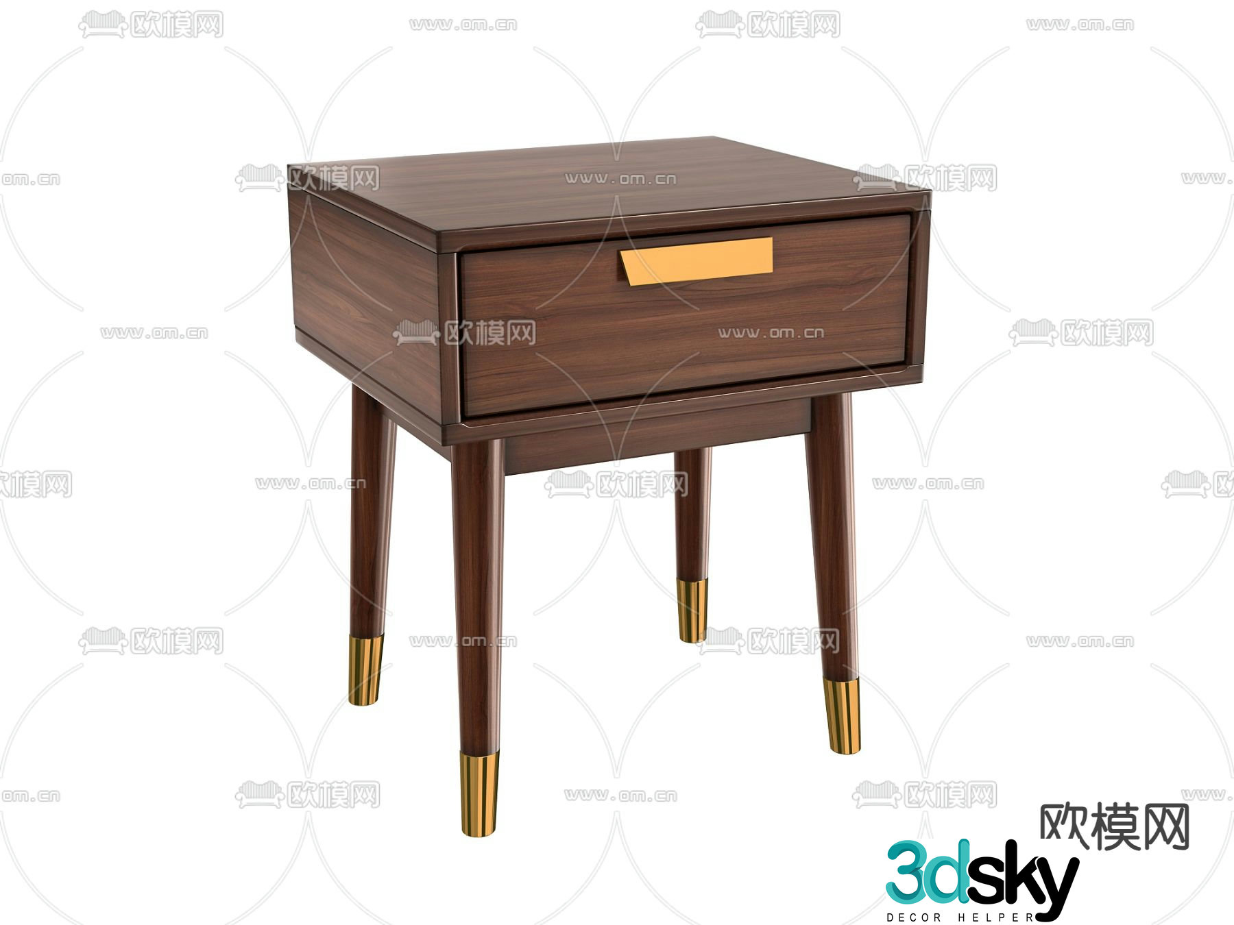 solid wood bedside table 3d model