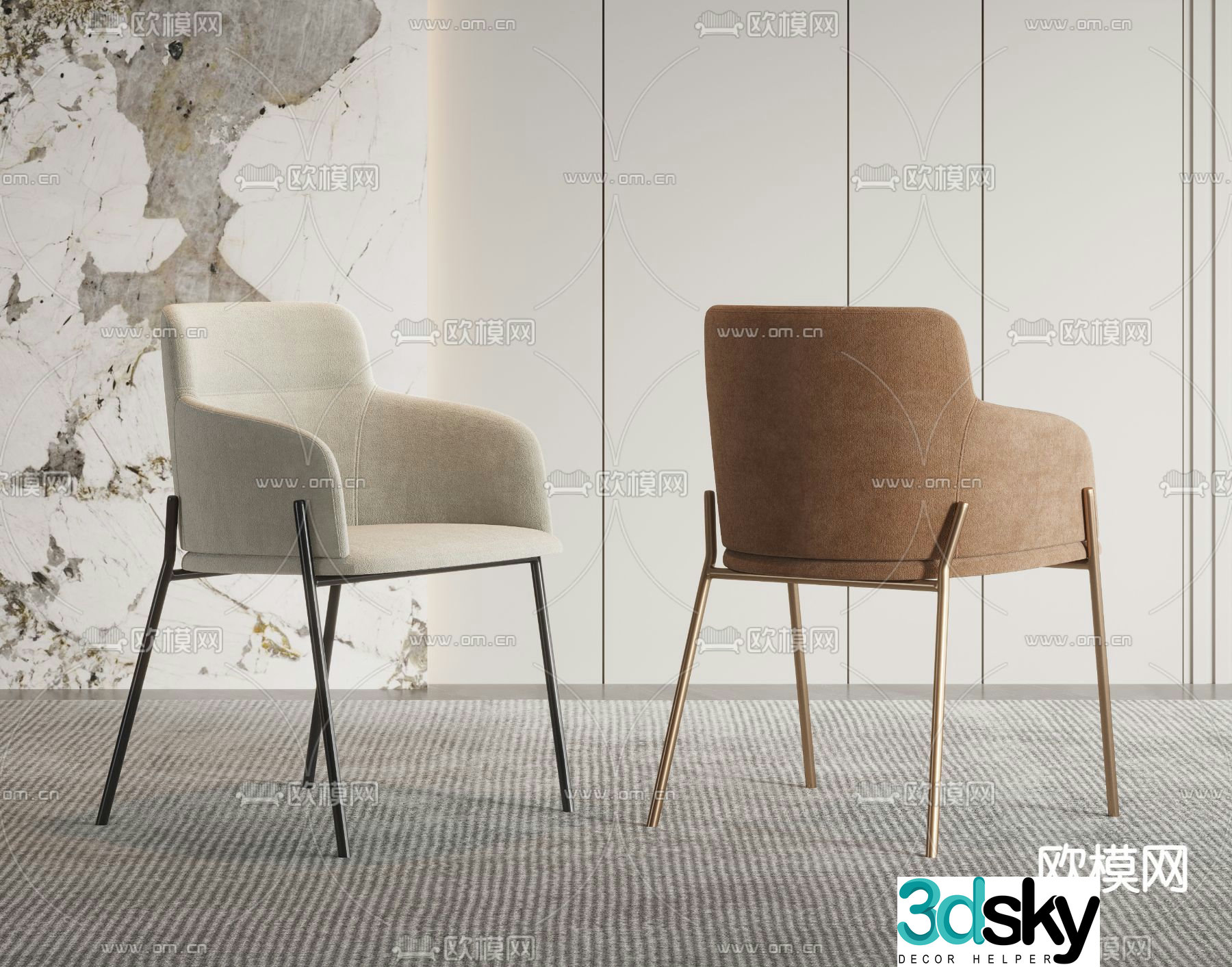 Modern chair single chair dining chair 3d model