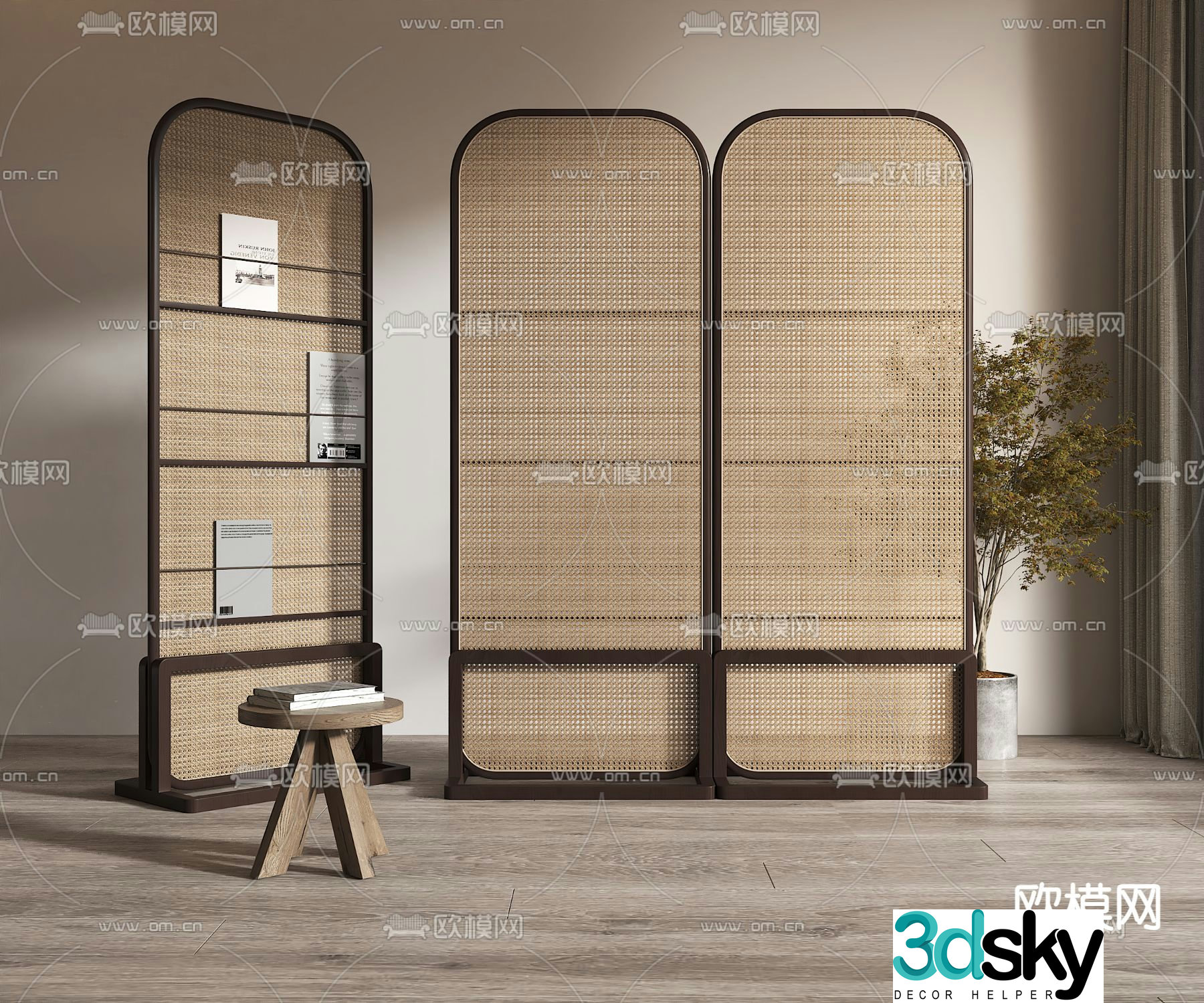 Japanese rattan screen 3D model