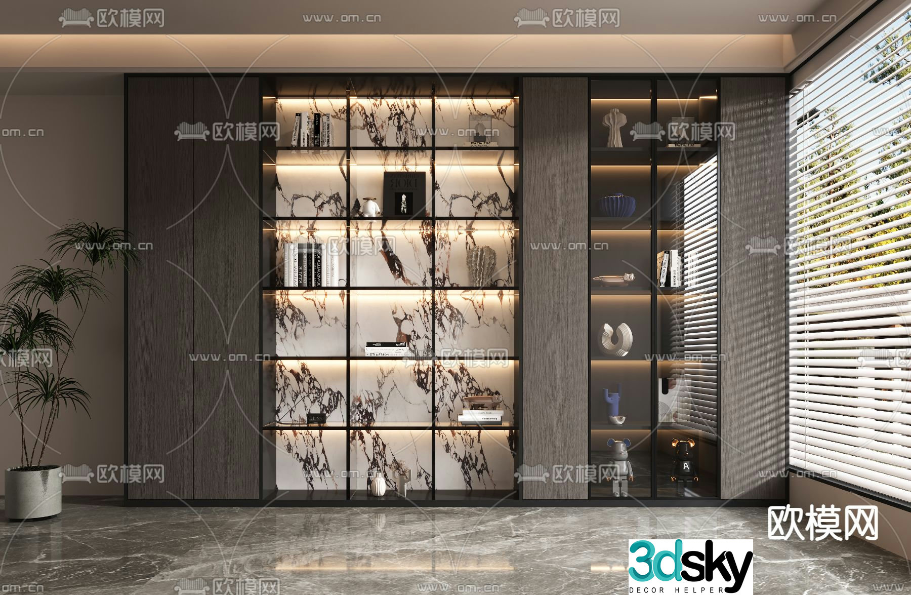 Modern decorative cabinet bookcase 3d model
