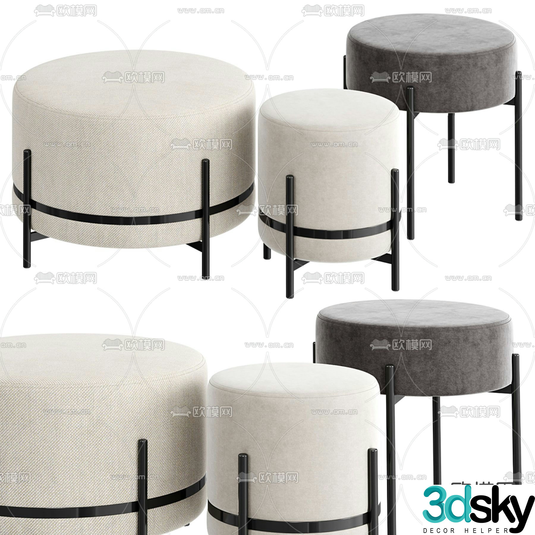 Modern stool sofa stool 3d model