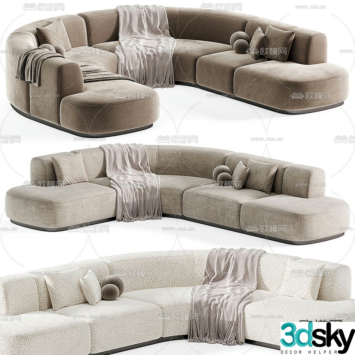 Piet Boon curved sofa multi-person sofa 3d model