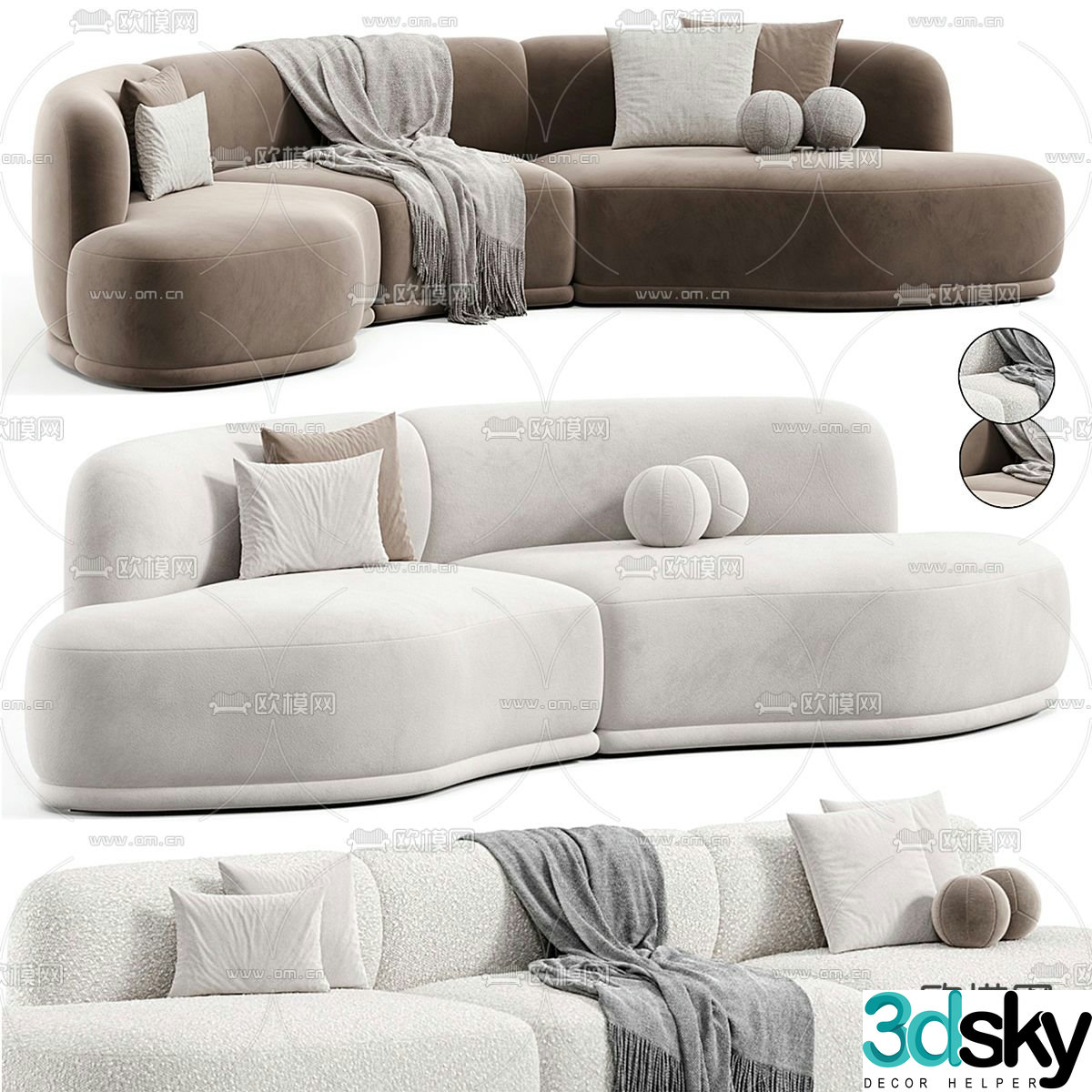 Olivia curved sofa special shaped sofa 3d model