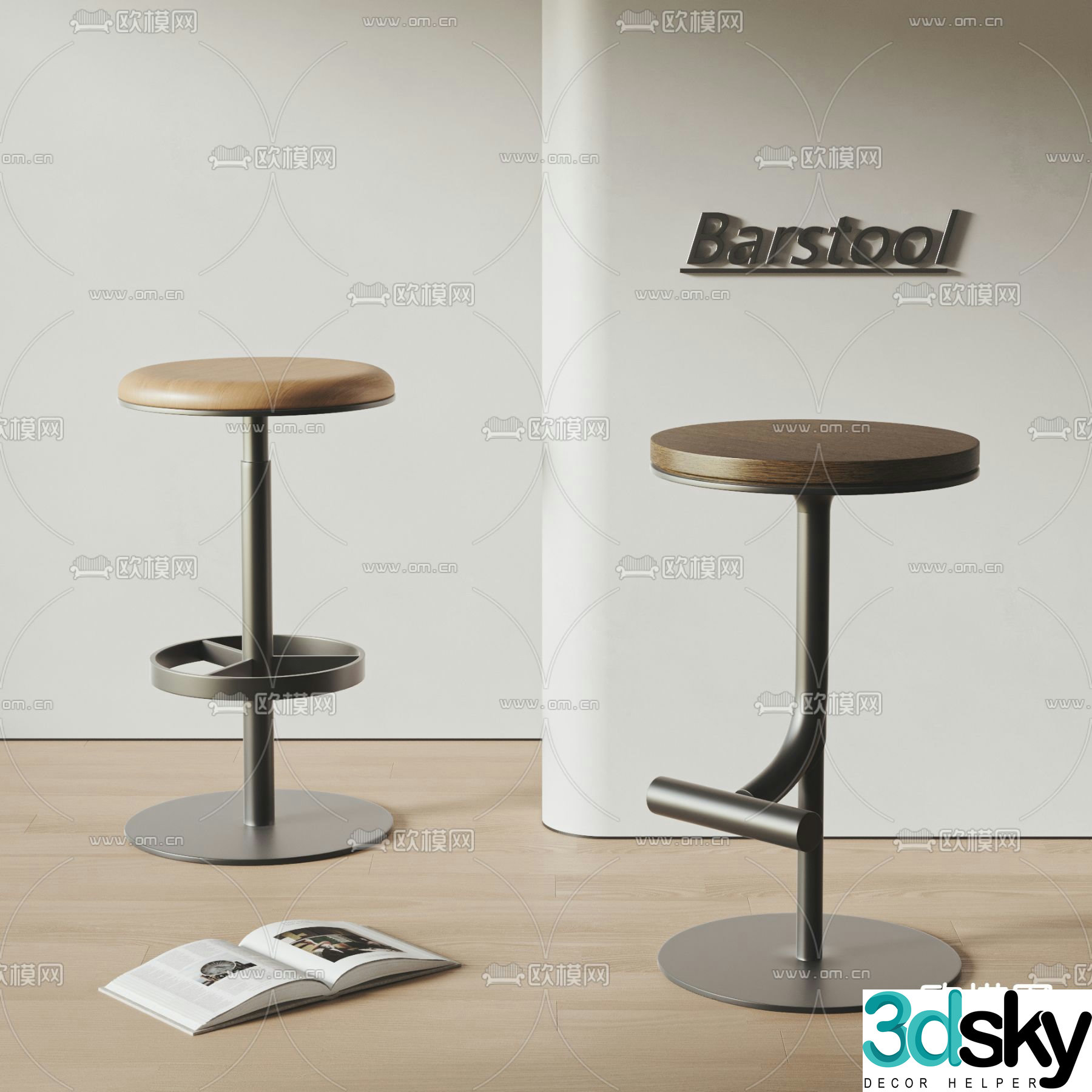 bar stool bar stool high stool 3d model