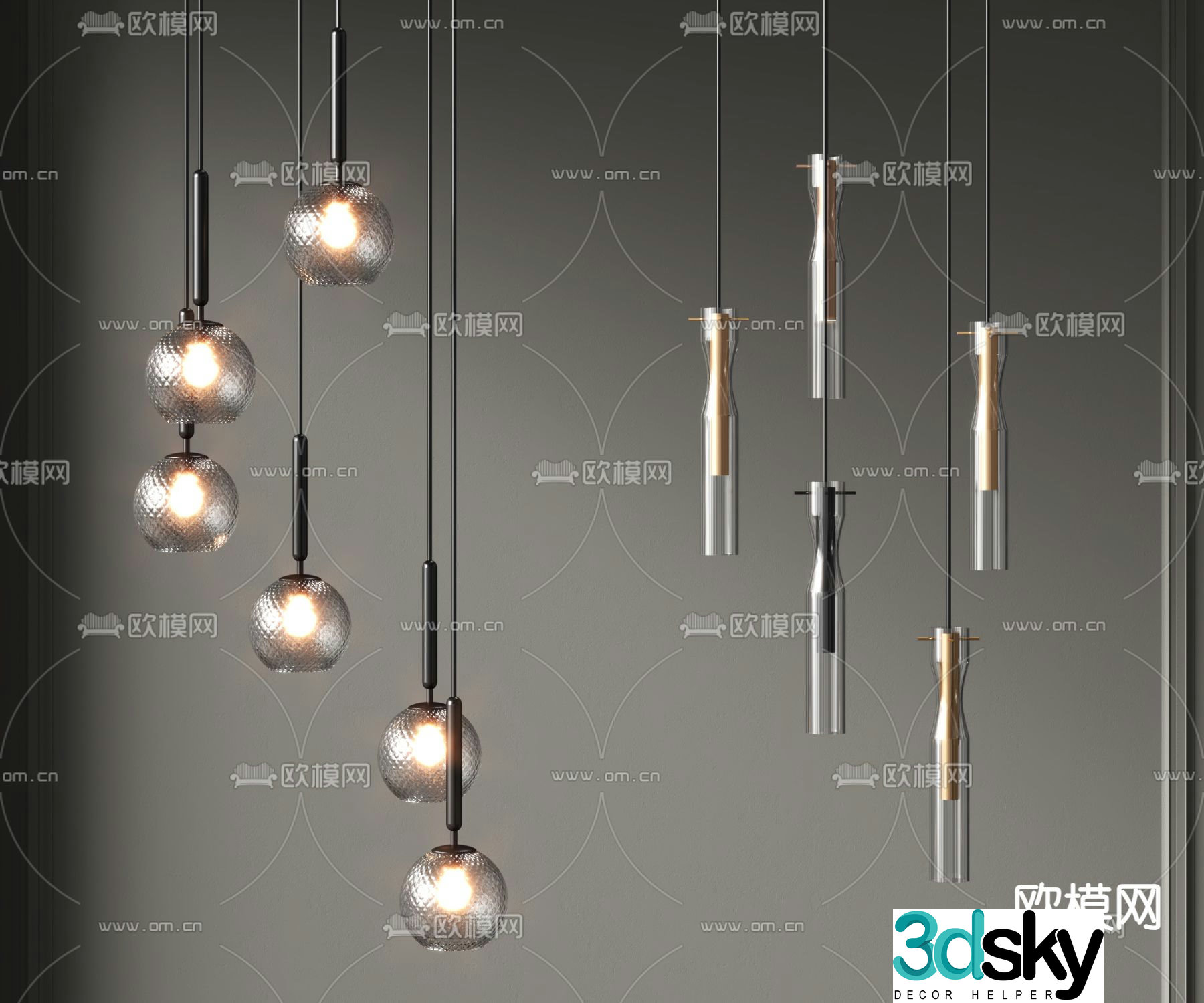 Modern chandelier multi-head chandelier linear chandelier 3d model