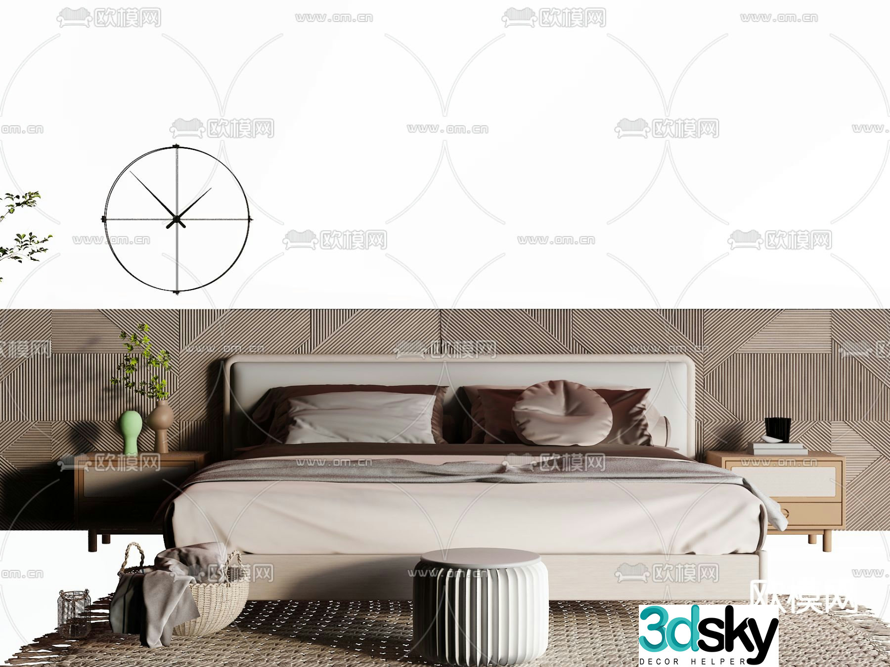 Modern double bed 3d model