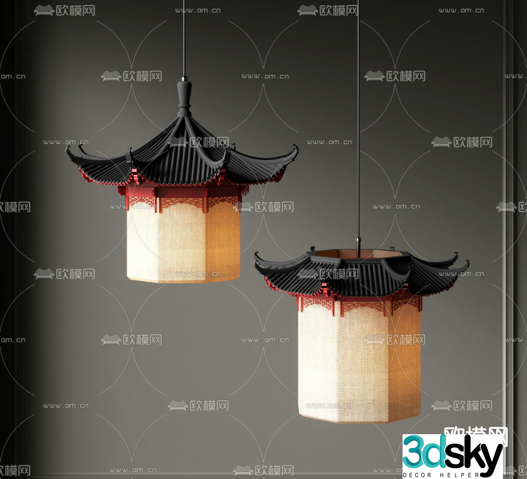 New Chinese style chandelier tower chandelier 3d model