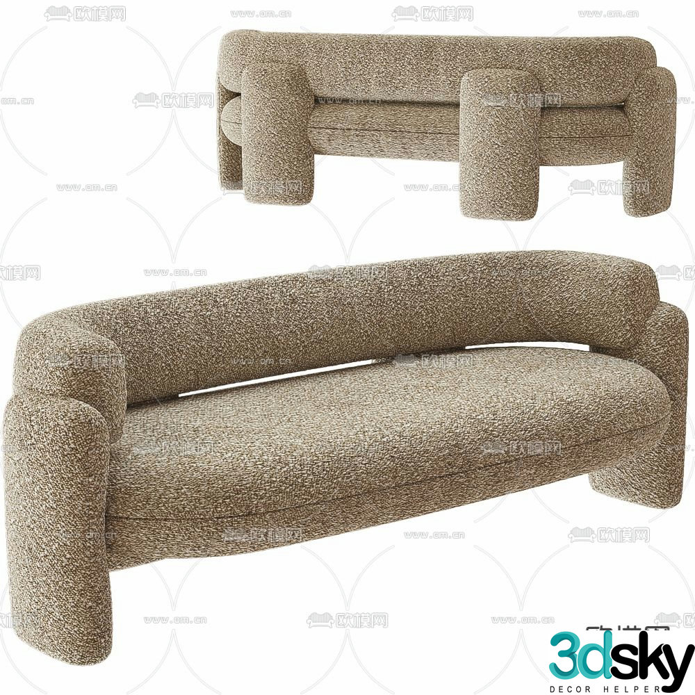Wabi-sabi multi-person sofa 3d model
