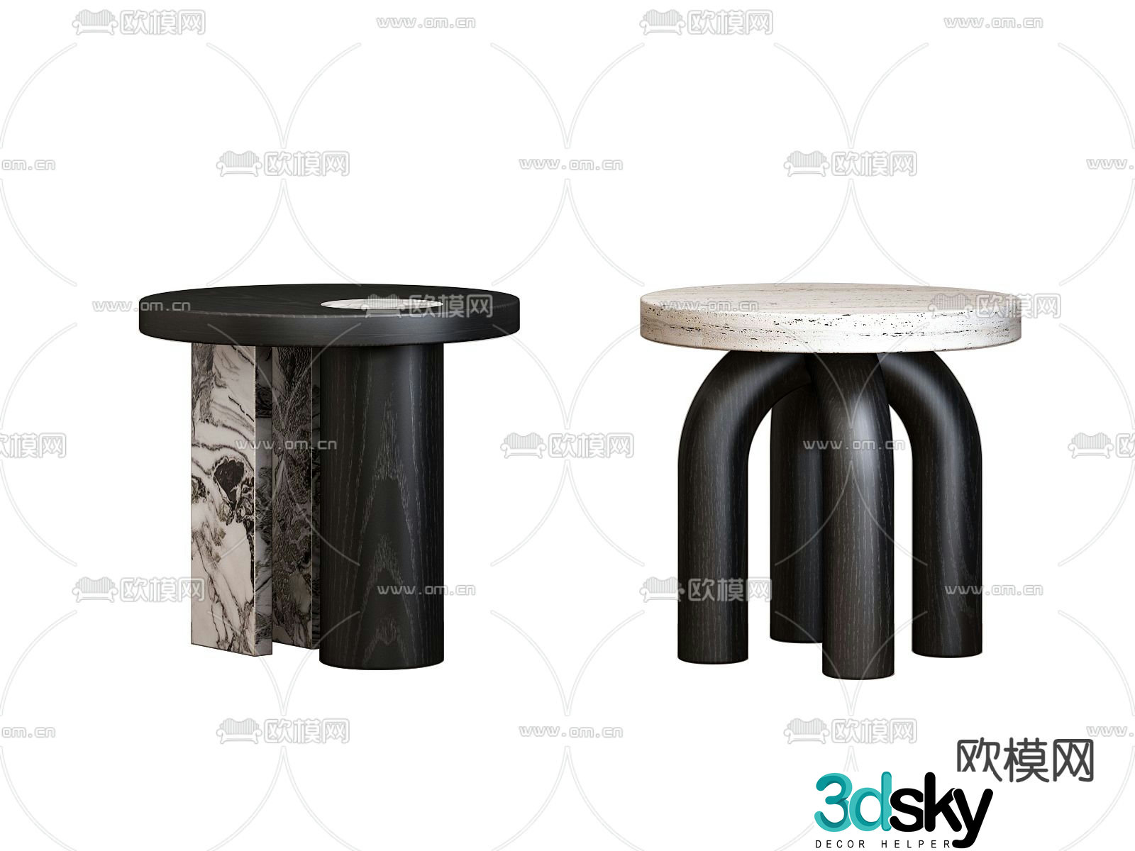 Middle-aged round table side table angle table 3D model