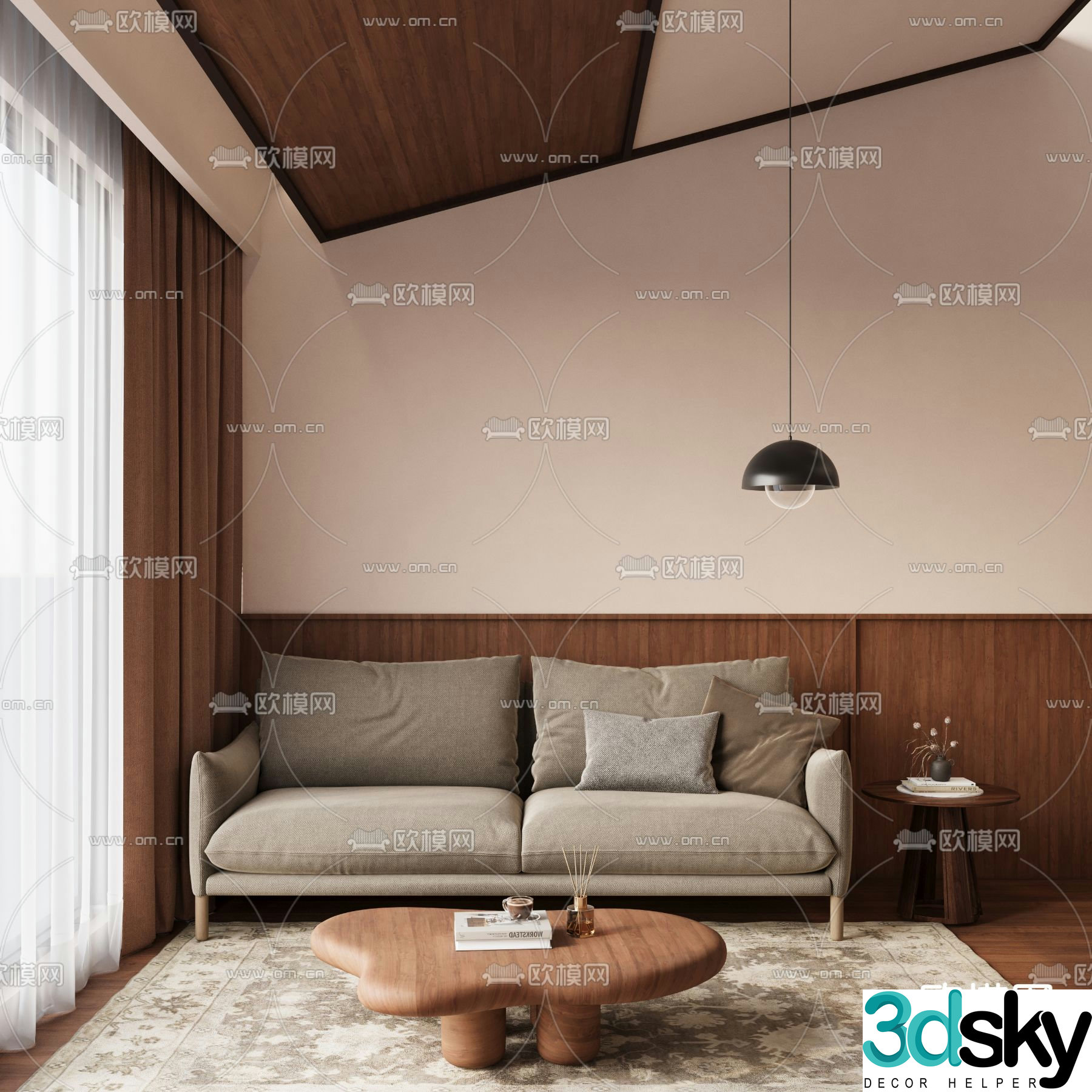 Double sofa upholstered sofa 3d model