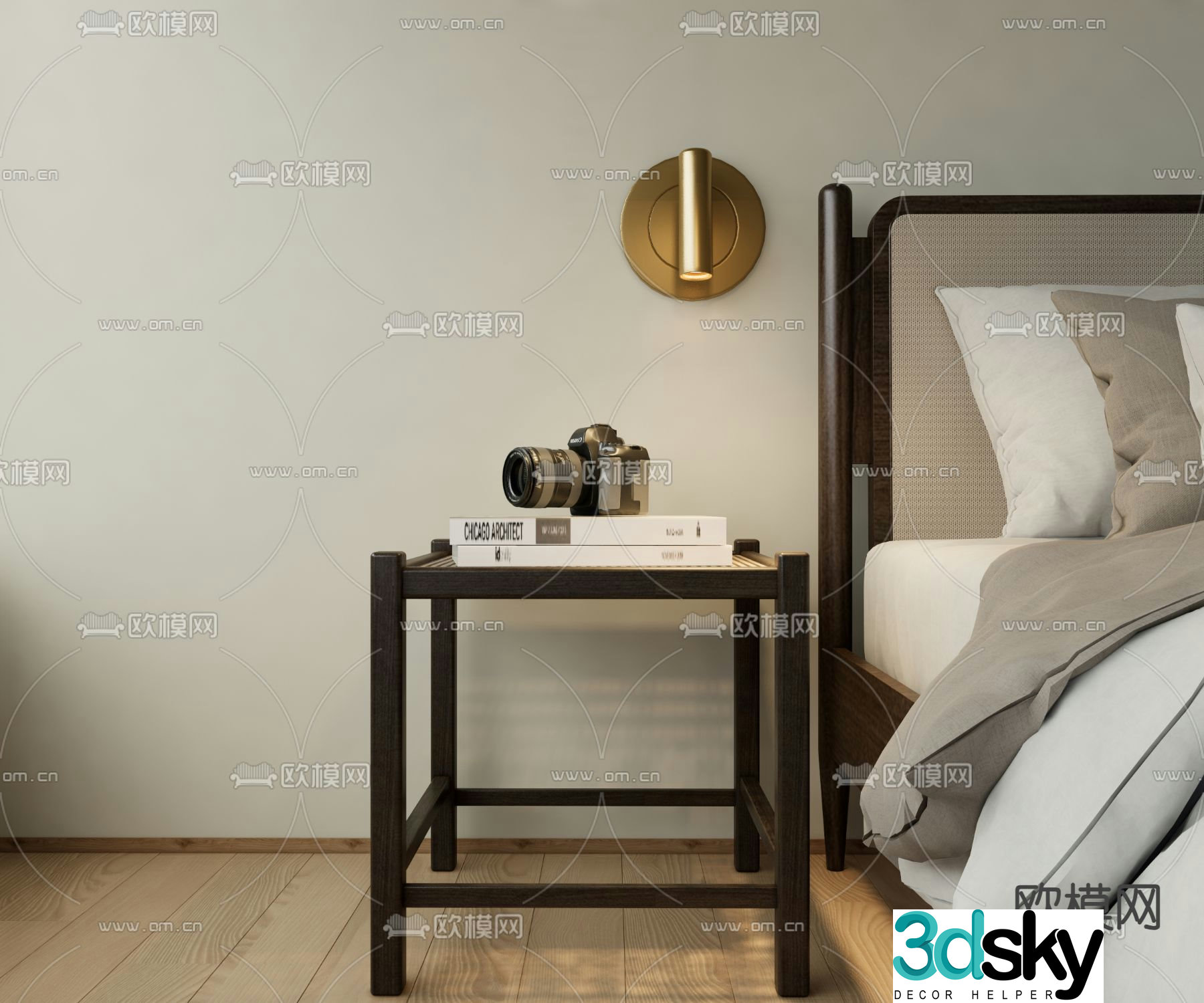 Medieval style bedside table 3d model