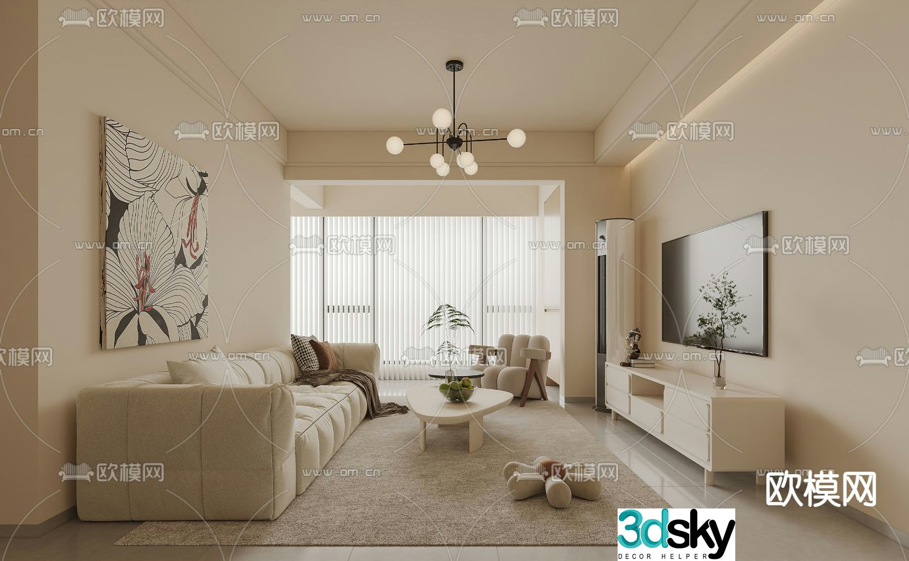 Creamy Style Restaurant 3D Model