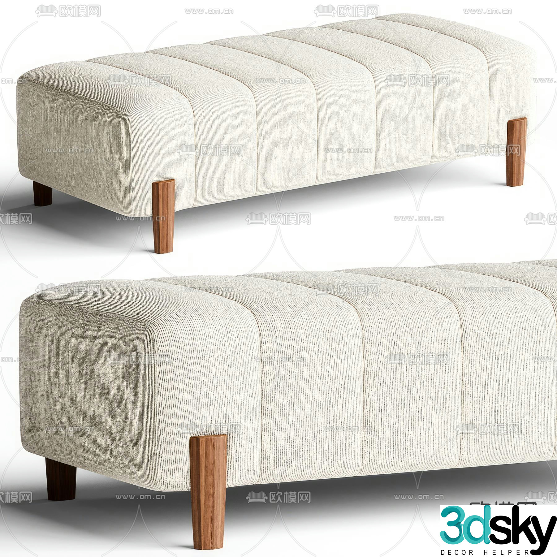 Bed end stool footrest sofa stool 3d model