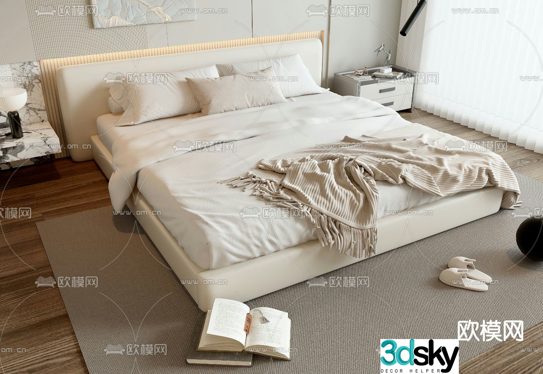 Modern double bed 3d model