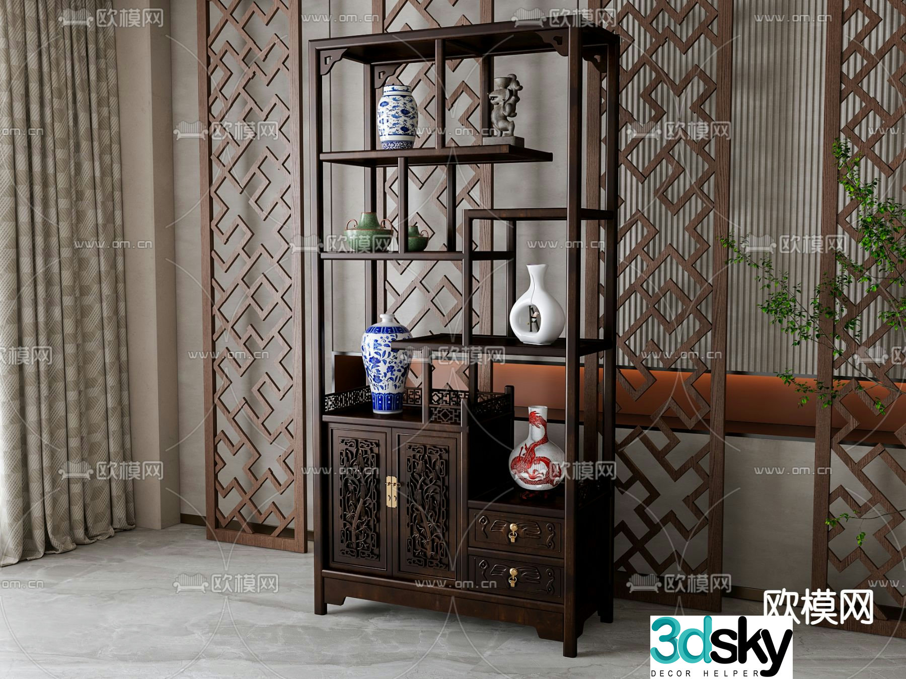 Bogu rack new Chinese style storage rack display rack 3d model
