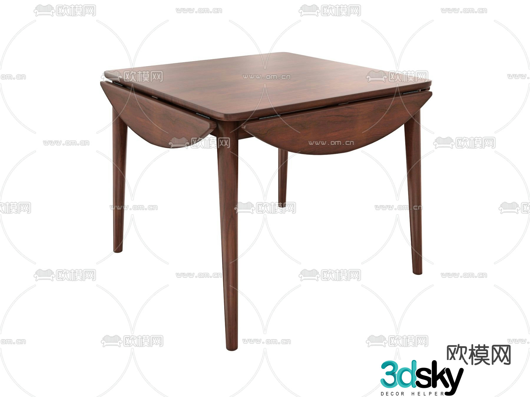 Square table wooden table 3d model