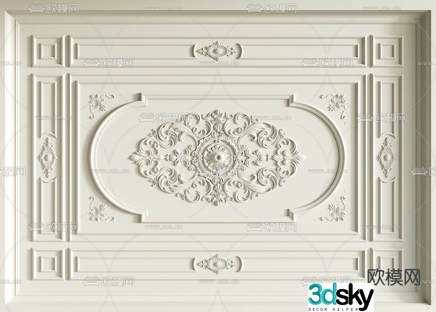 European style ceiling modeling ceiling carved lines 3D model
