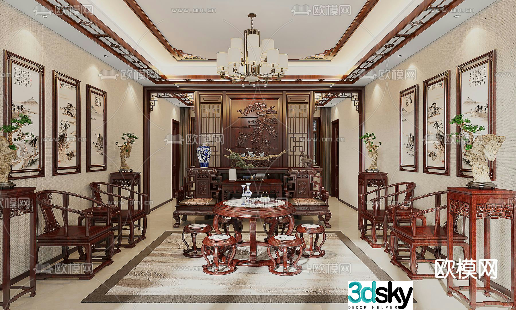 Chinese living room 3d model