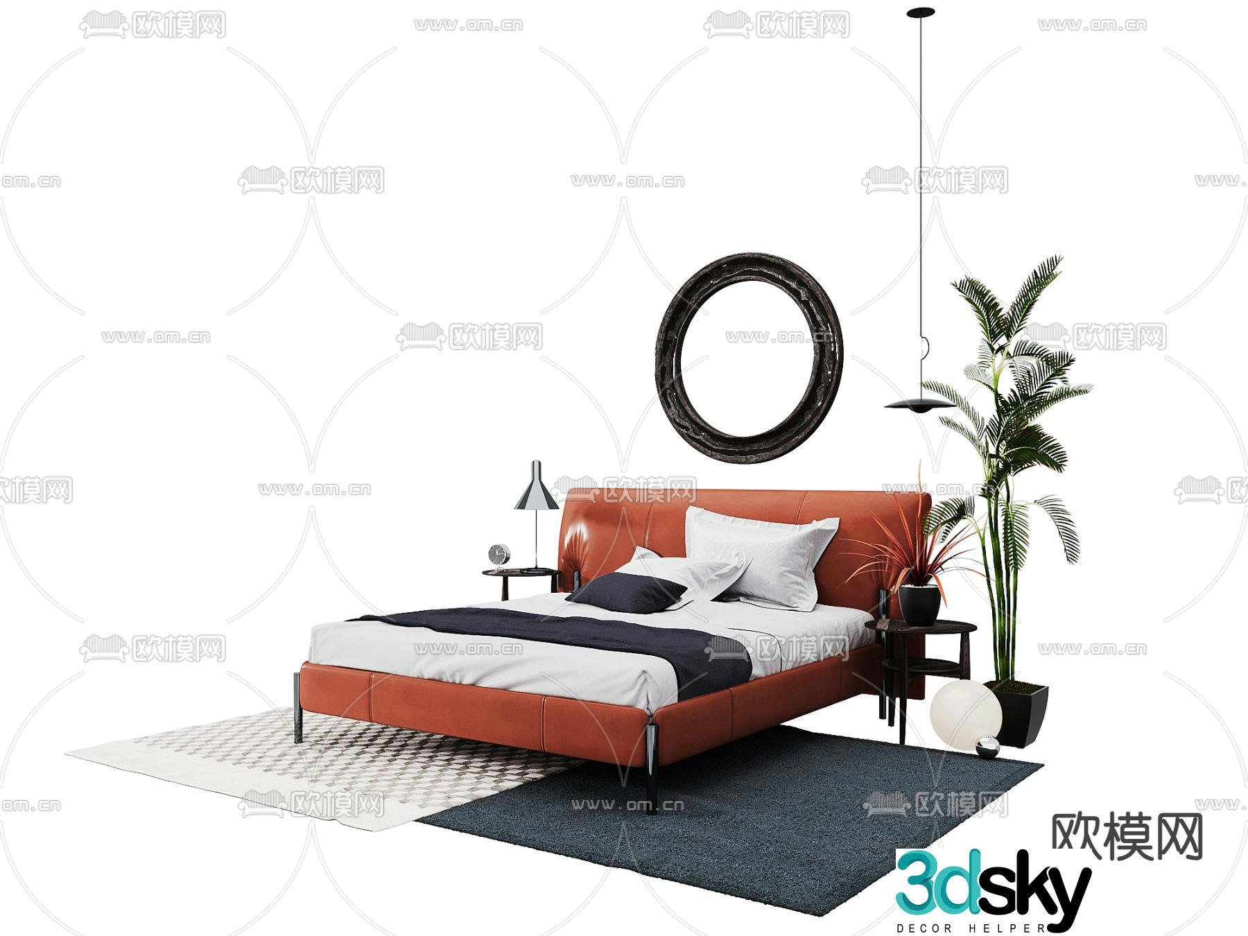 Modern double bed 3d model