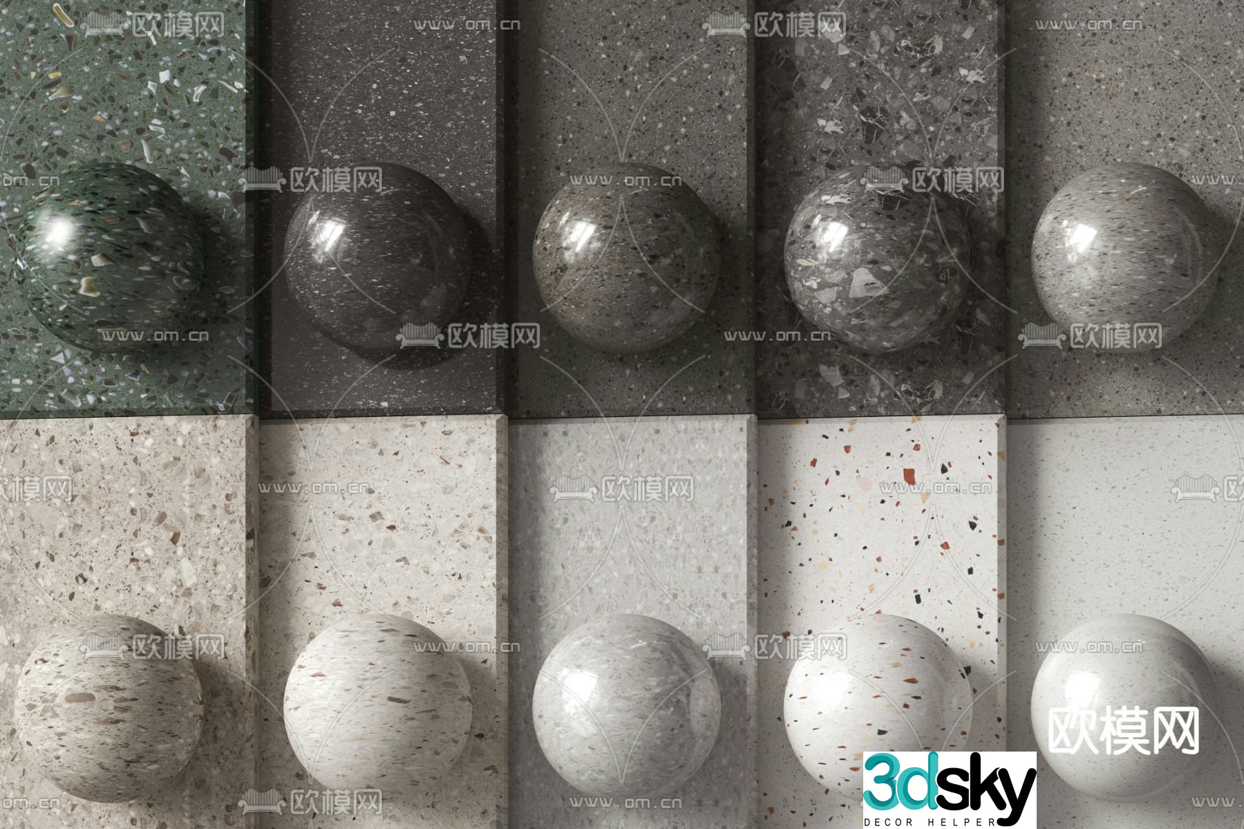 terrazzo marble quartz stone granite 3d model