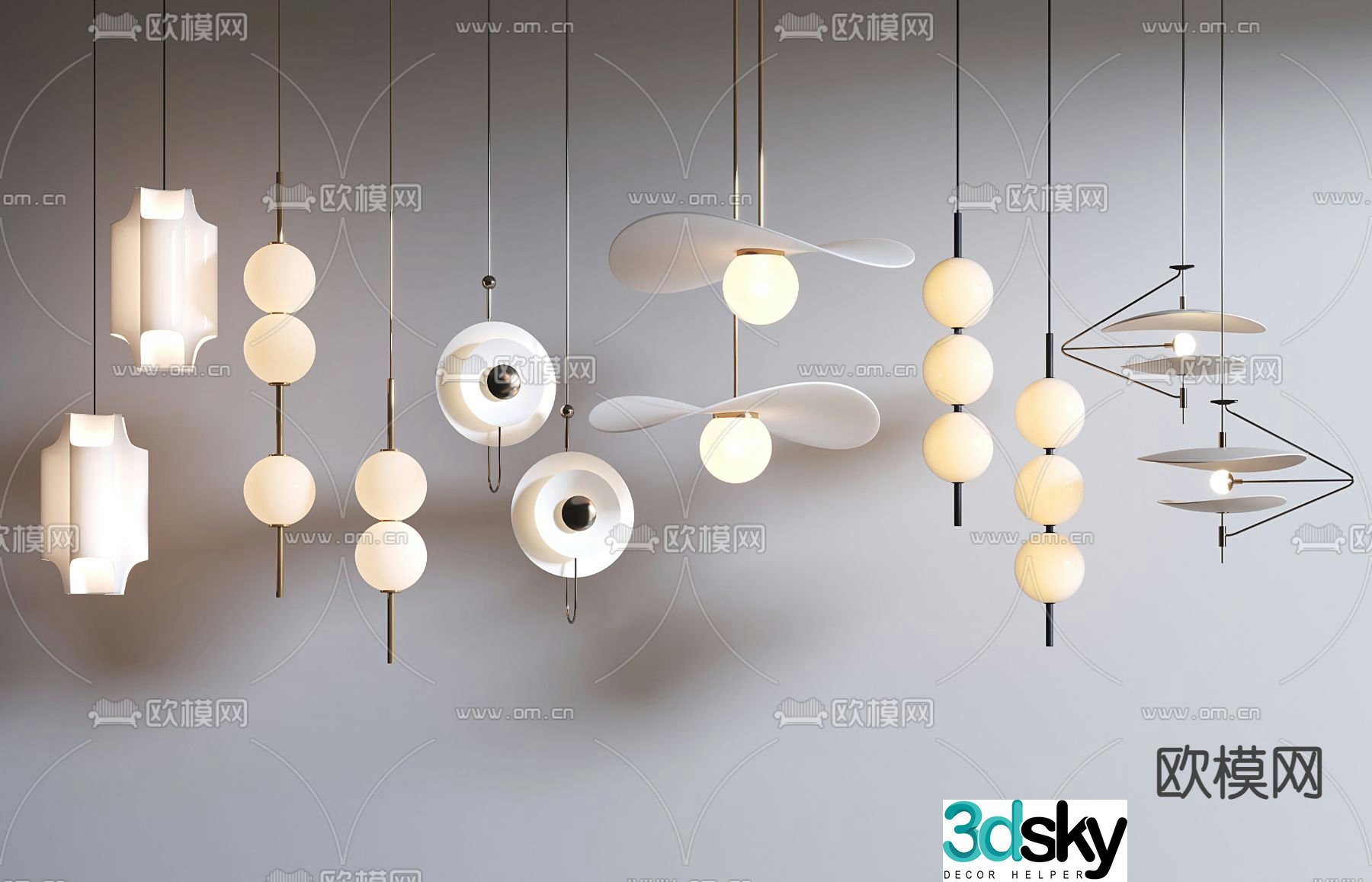 Modern small chandeliers on the bedside 3D model