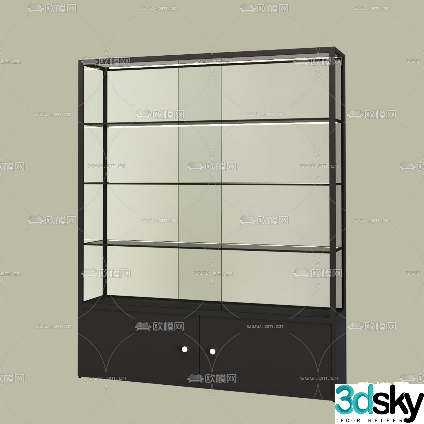 Titanium alloy glass cabinet shelf 3d model