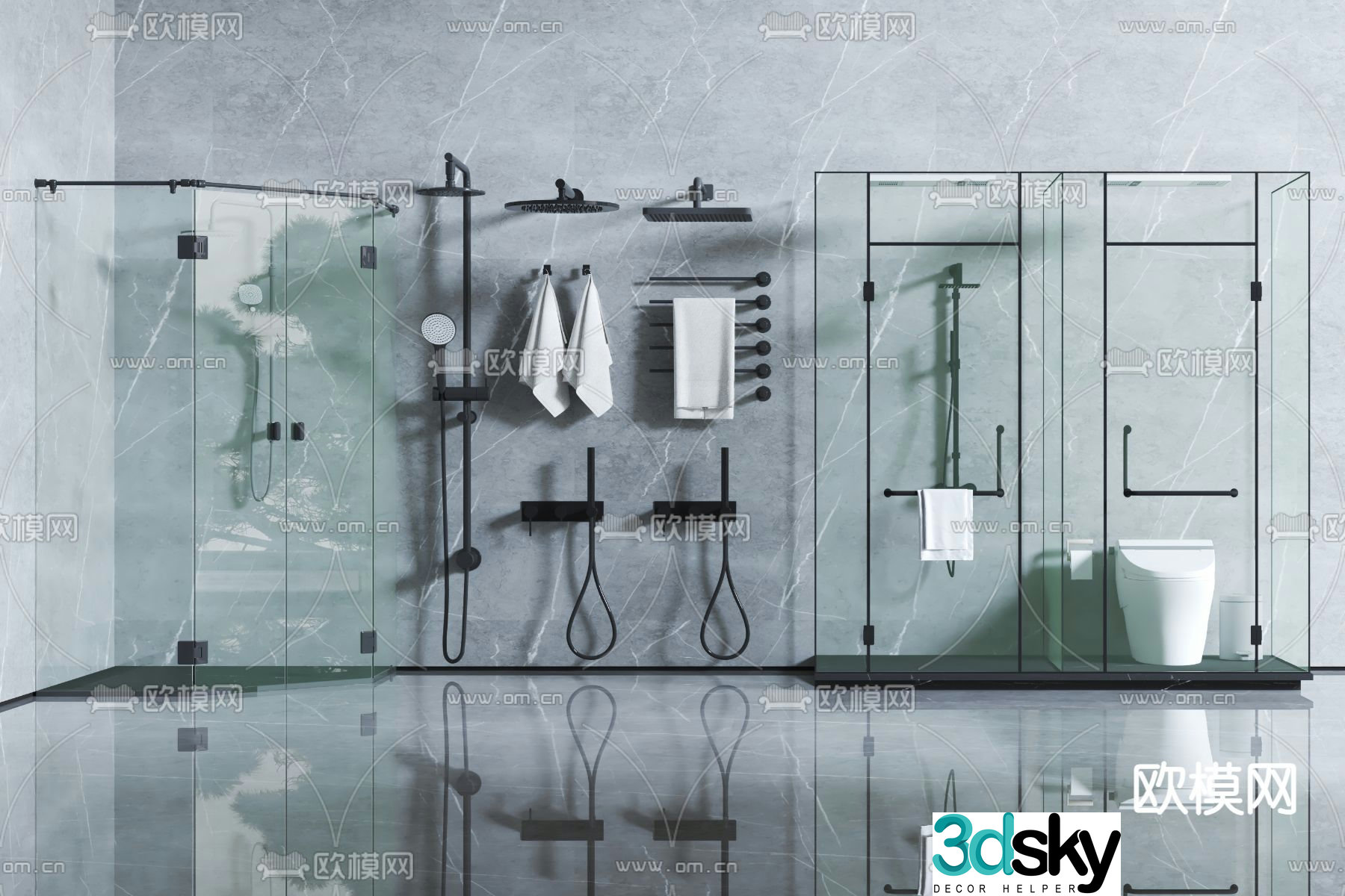 Shower room shower room shower towel rack 3d model