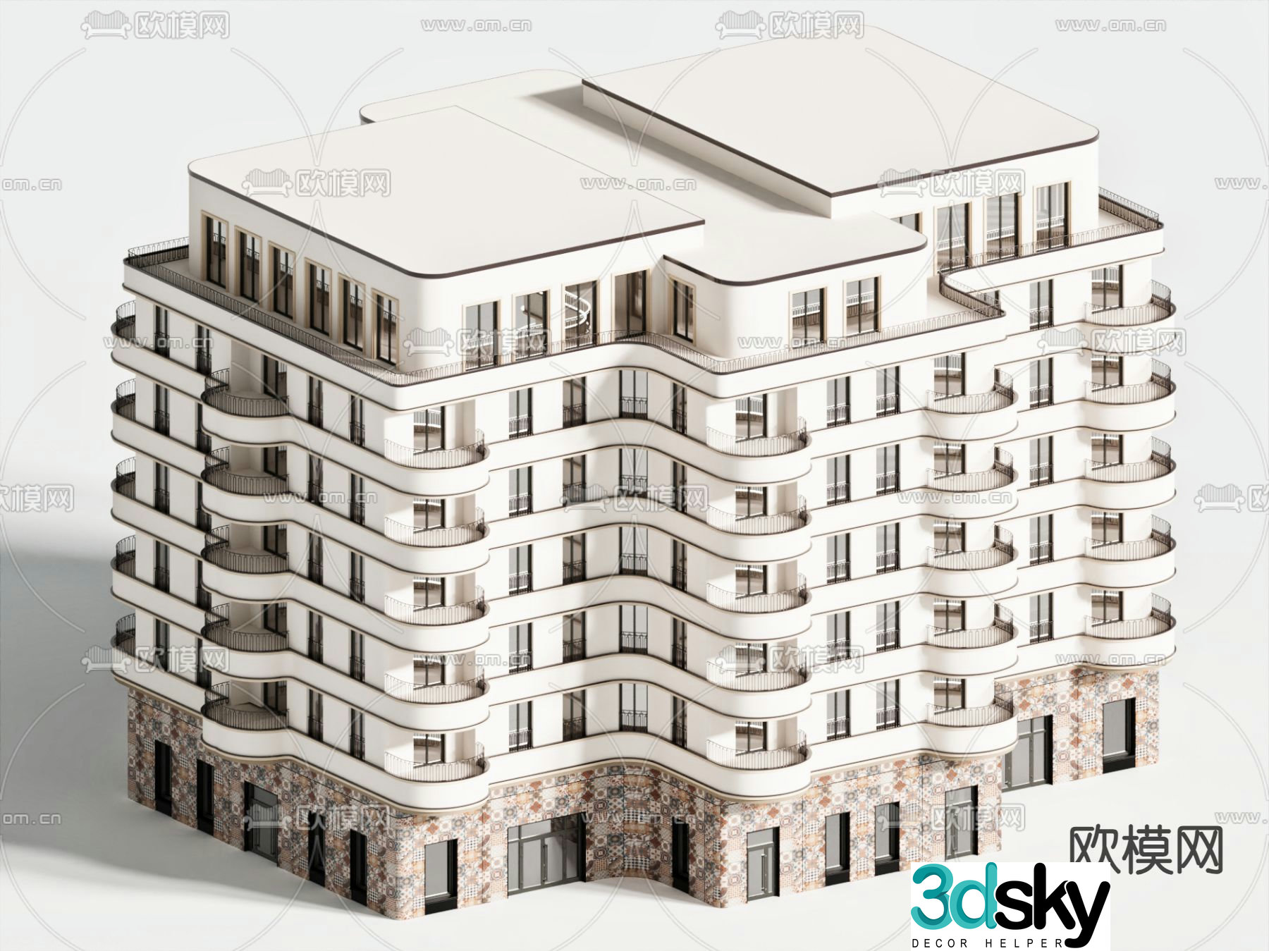 Modern building bungalow residential 3D model