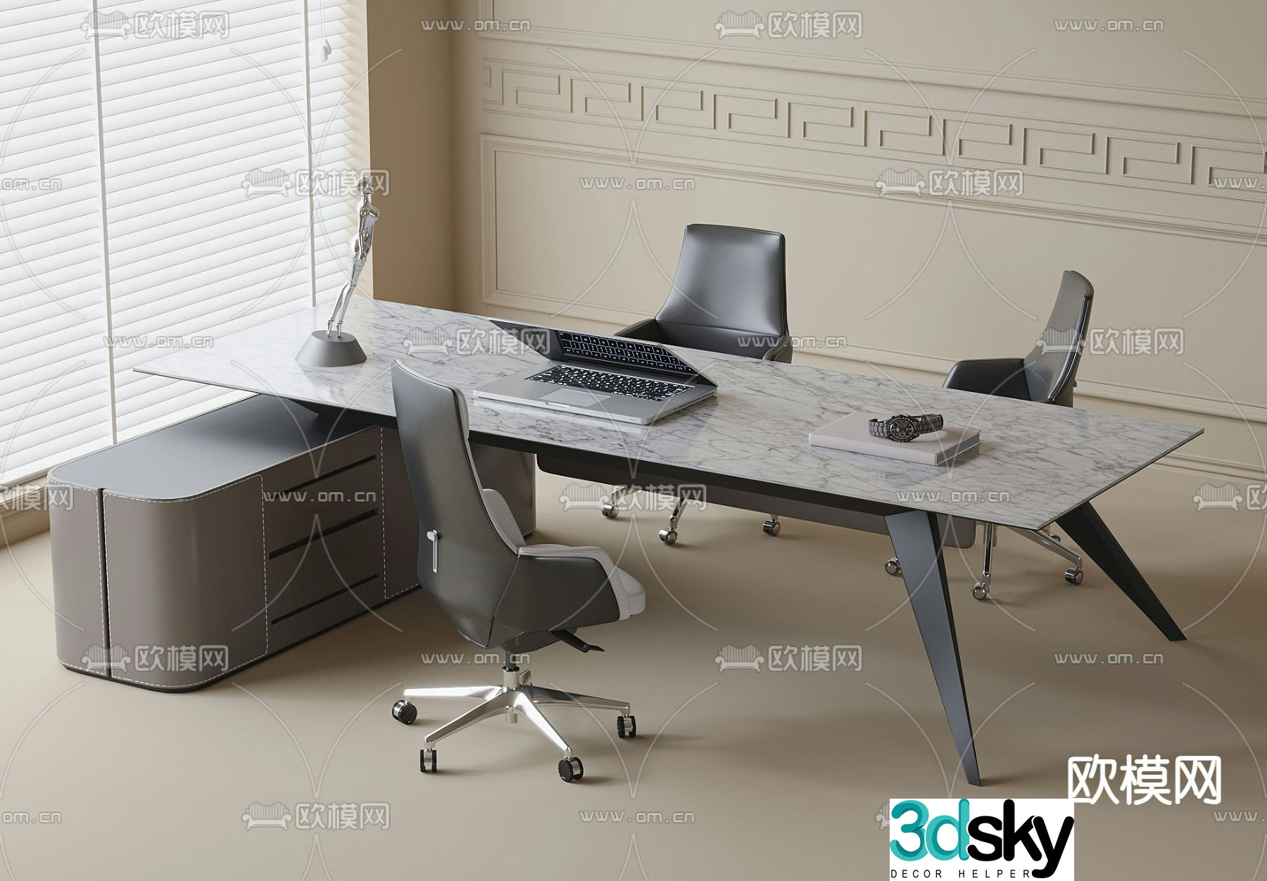 Modern office desk boss desk 3d model