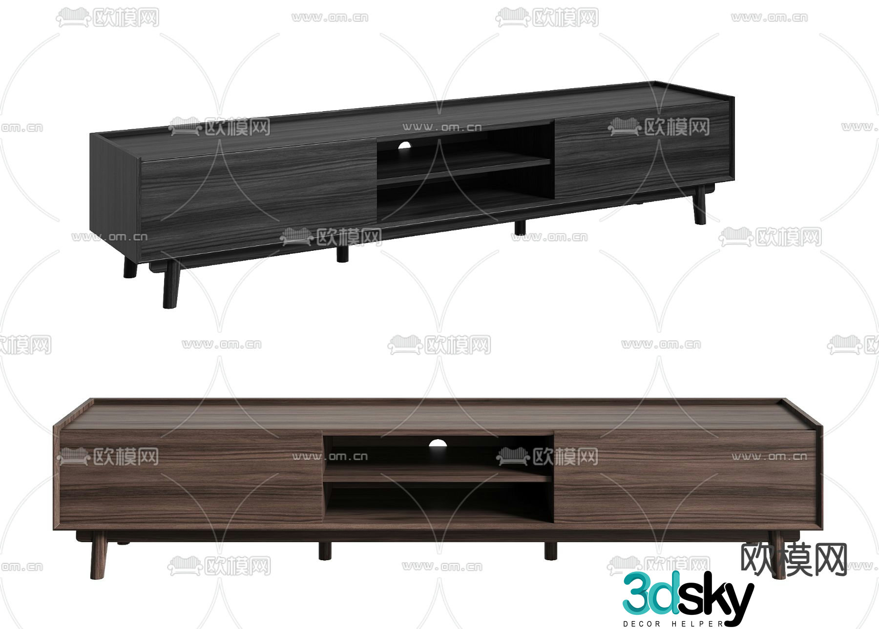 Walnut TV cabinet 3d model