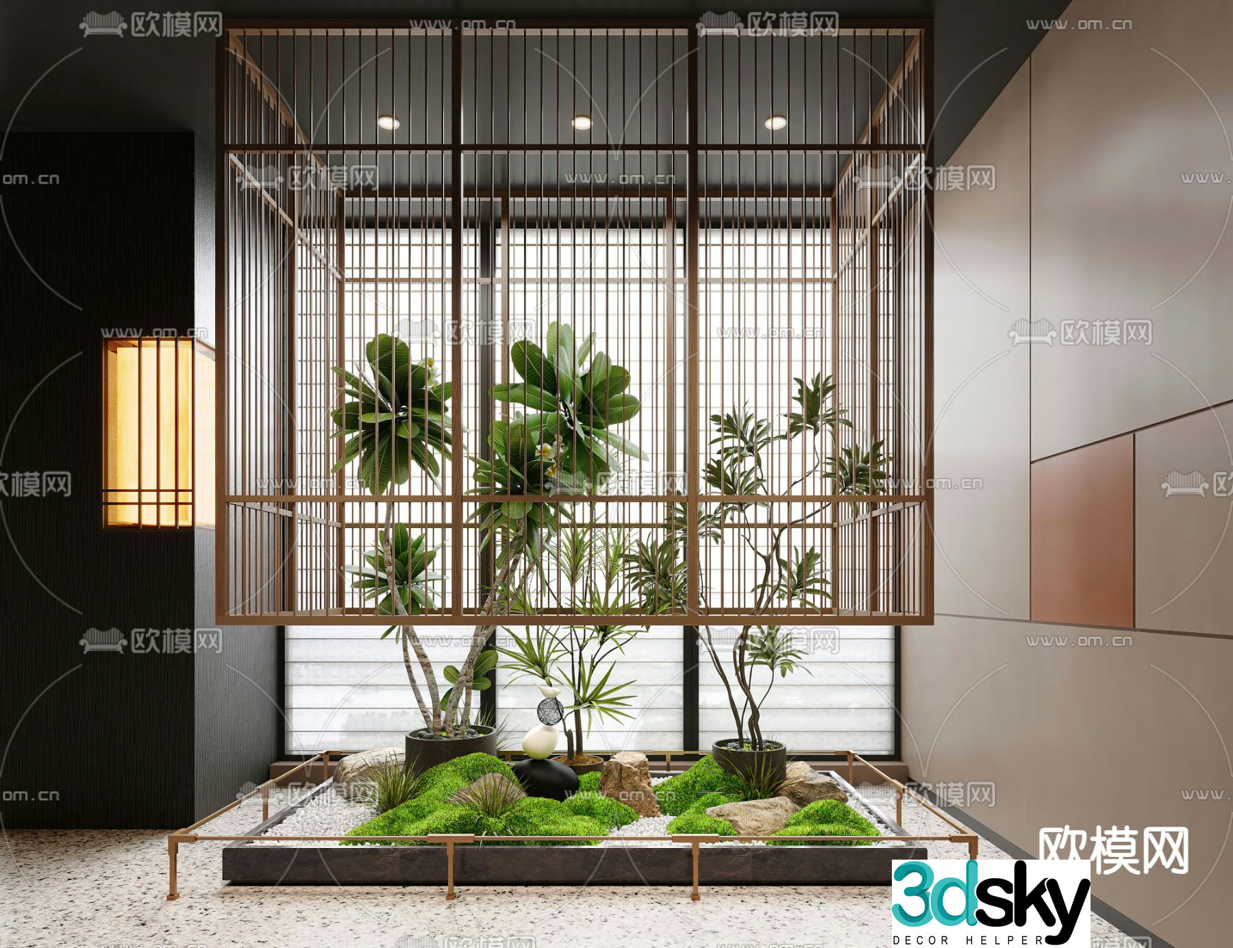 Indoor landscape plant landscaping moss pile 3d model