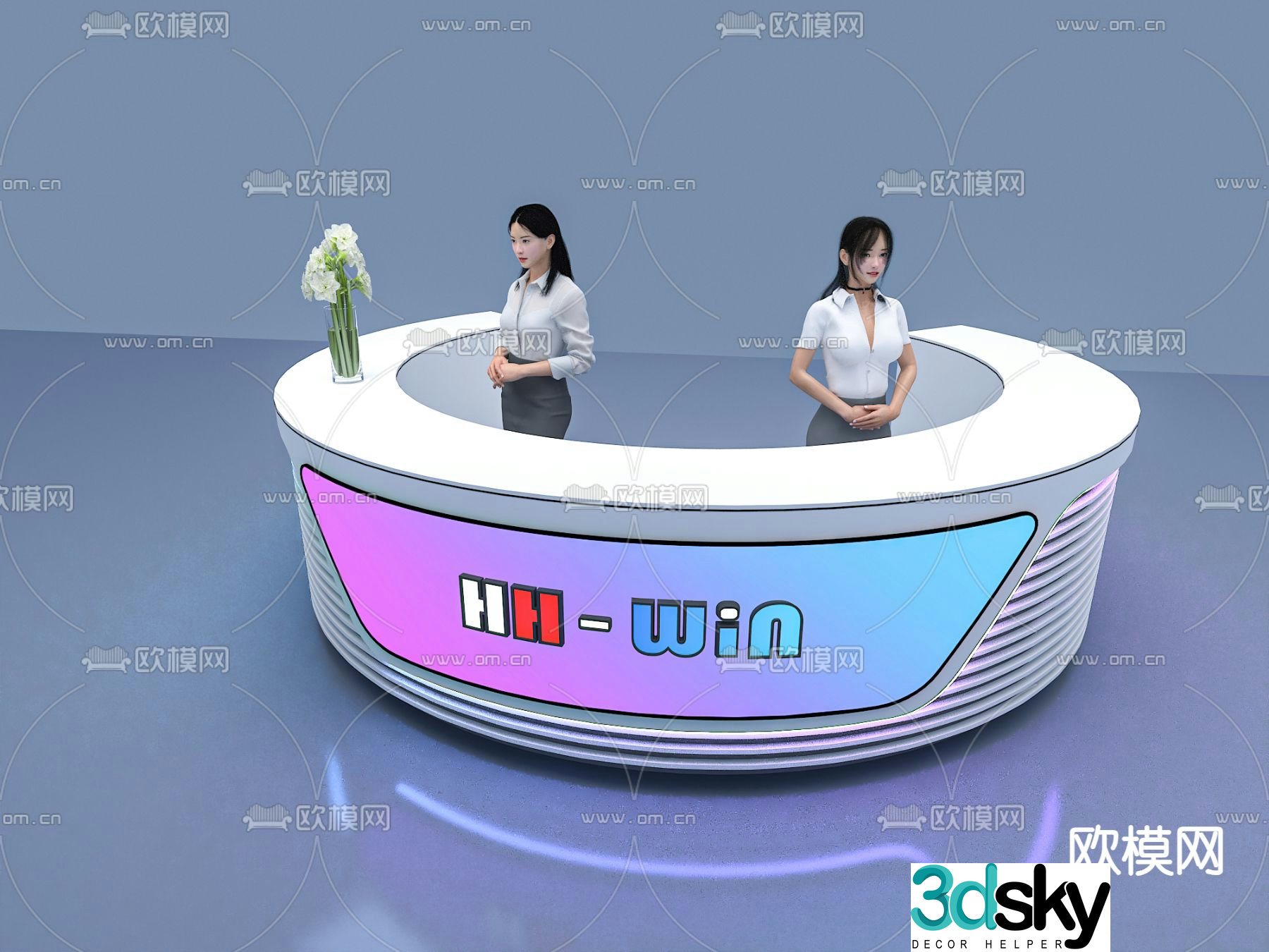 Event exhibition front desk reception desk service desk 3d model