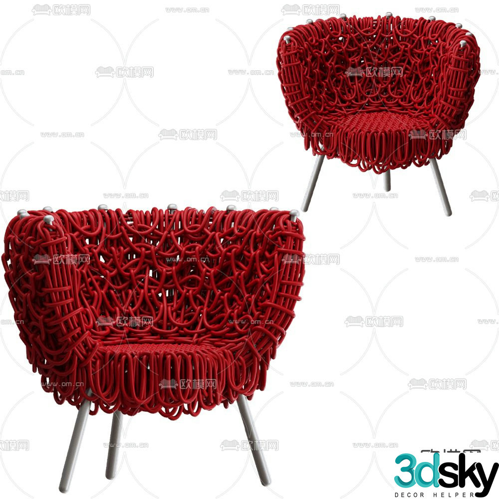 Edra red chair lounge chair 3d model