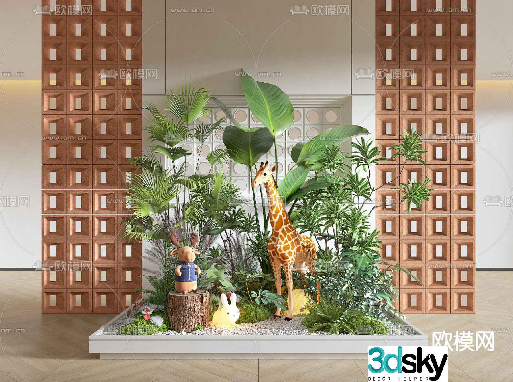 Indoor landscaping plant pile 3d model