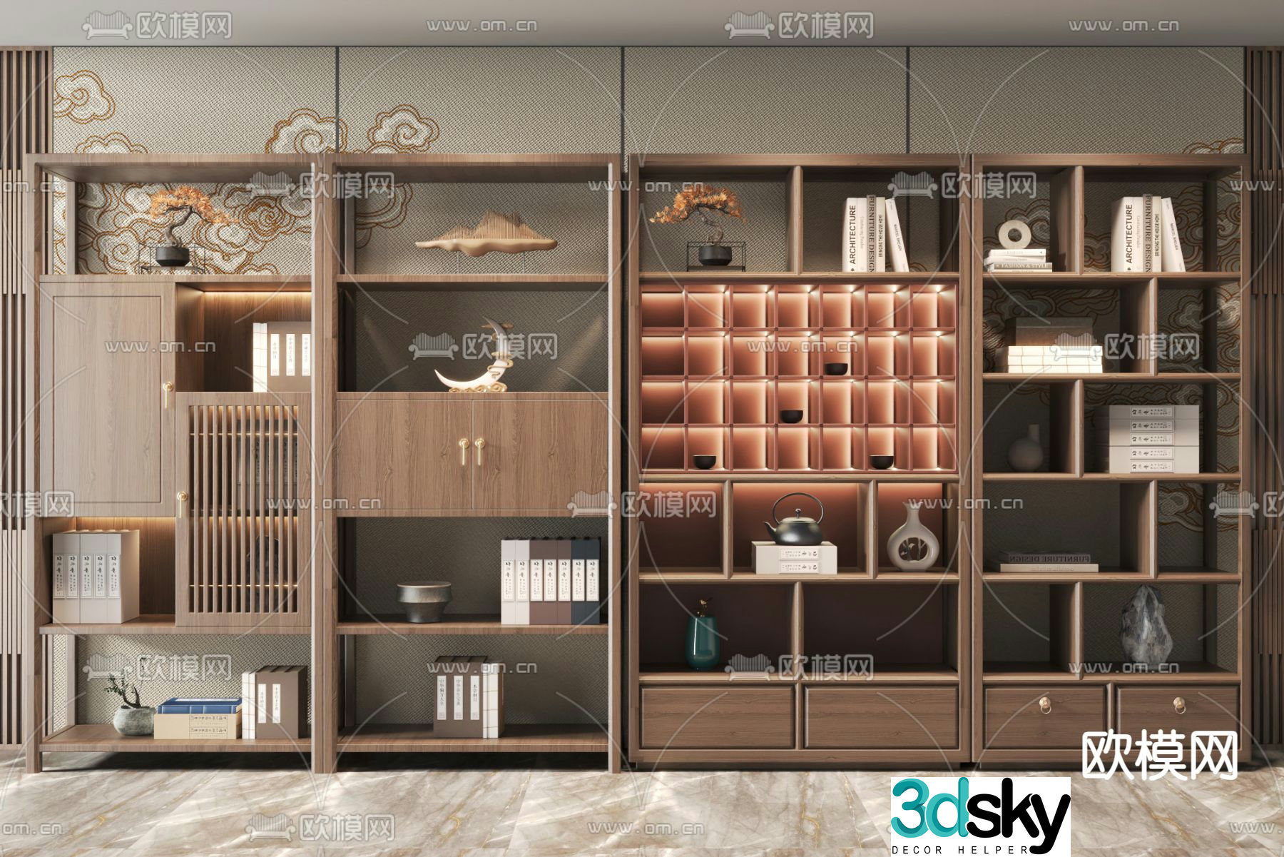 New Chinese style decorative cabinet storage rack display rack 3D model