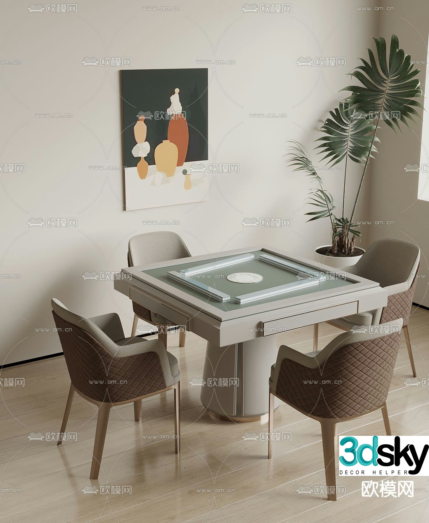 Modern mahjong table 3d model