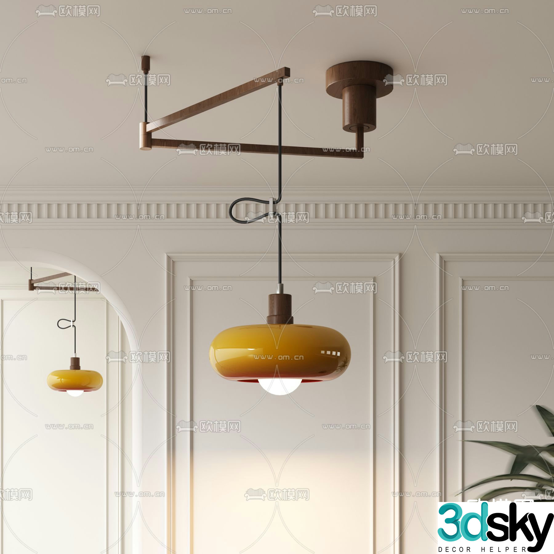 Bauhaus chandelier folding lamp 3d model