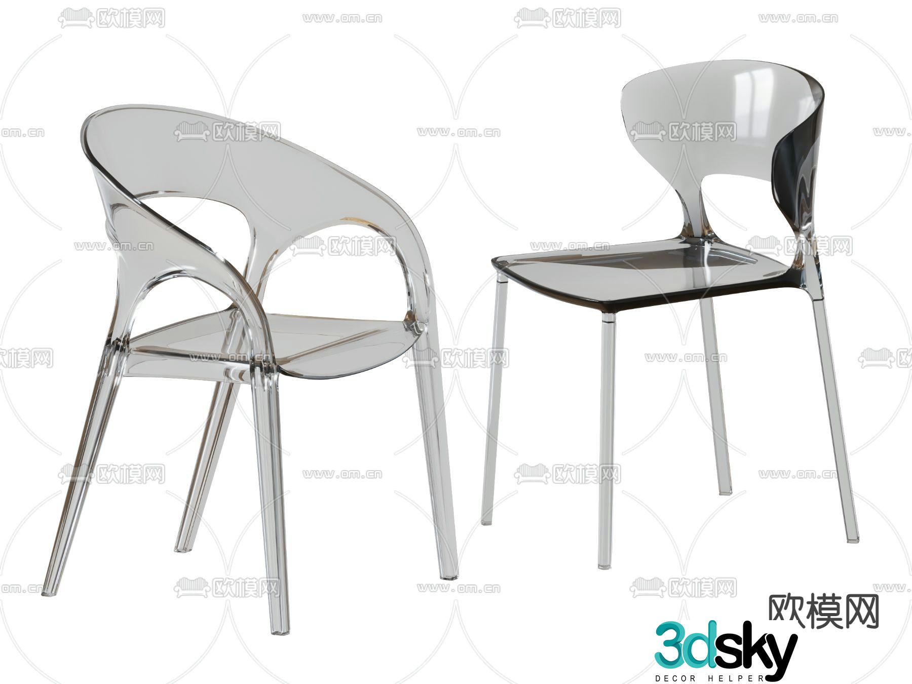 Muuto acrylic chair dining chair 3d model