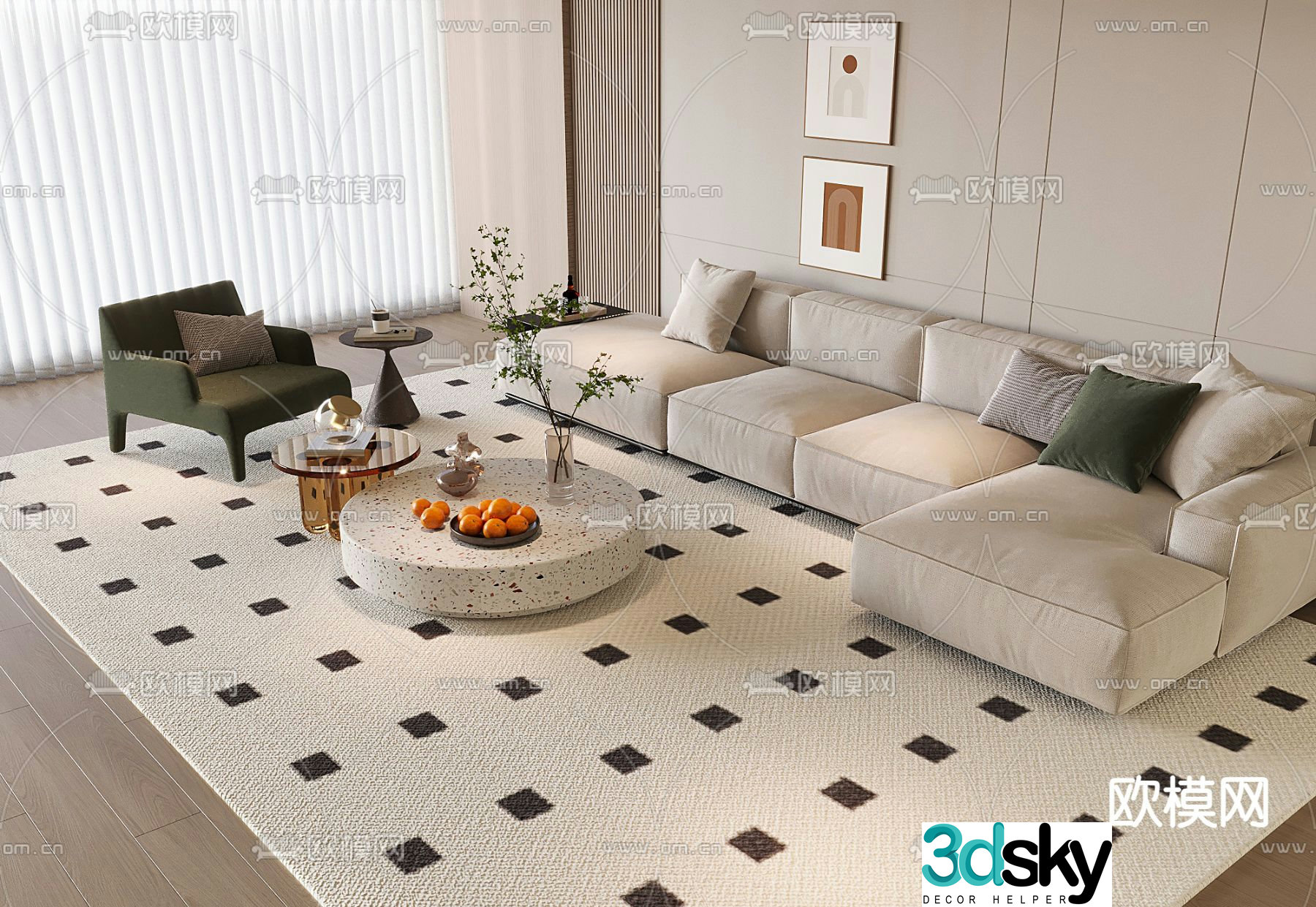 Modern sectional sofa 3d model