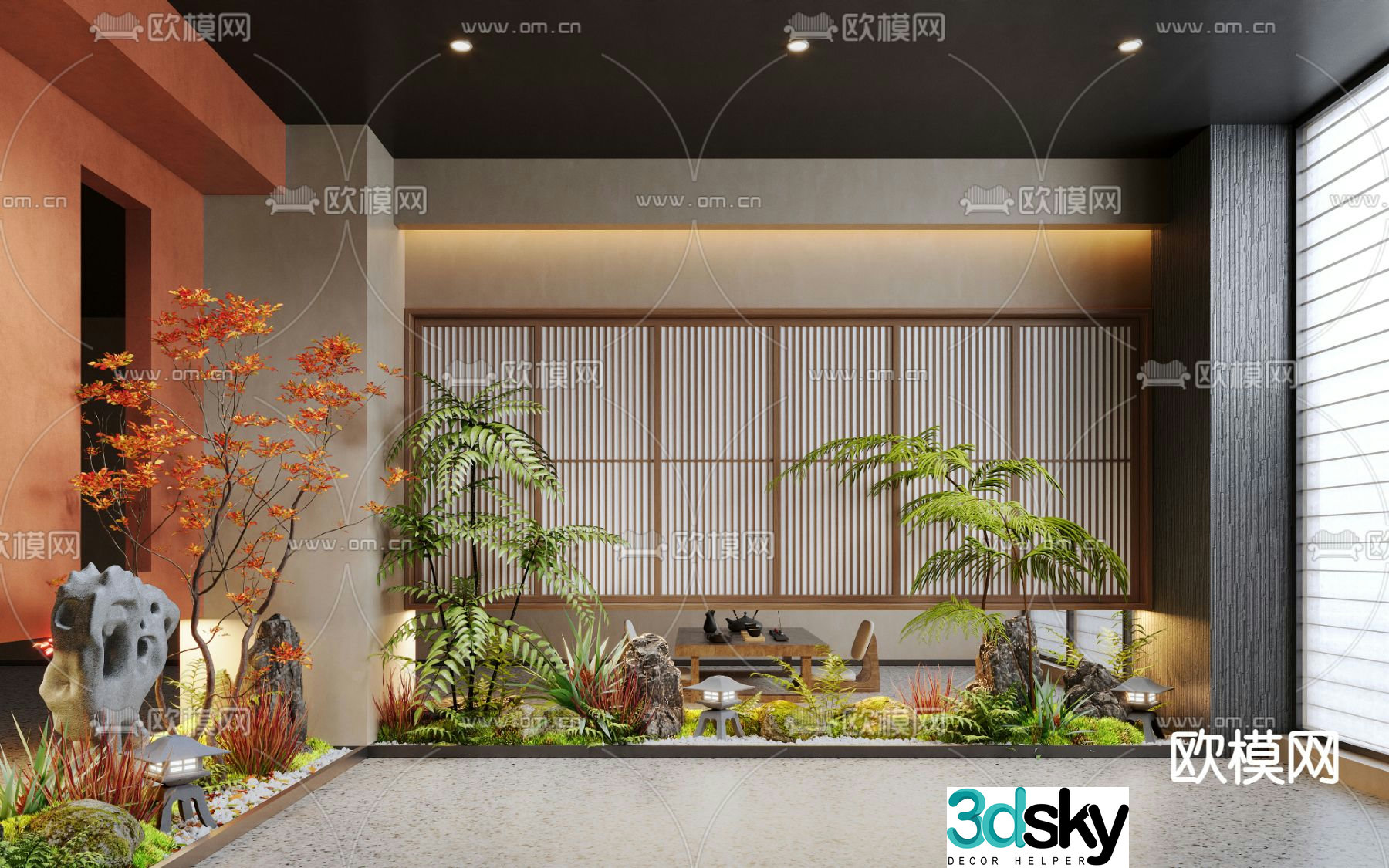 Indoor landscape plant landscaping stone sculpture 3d model