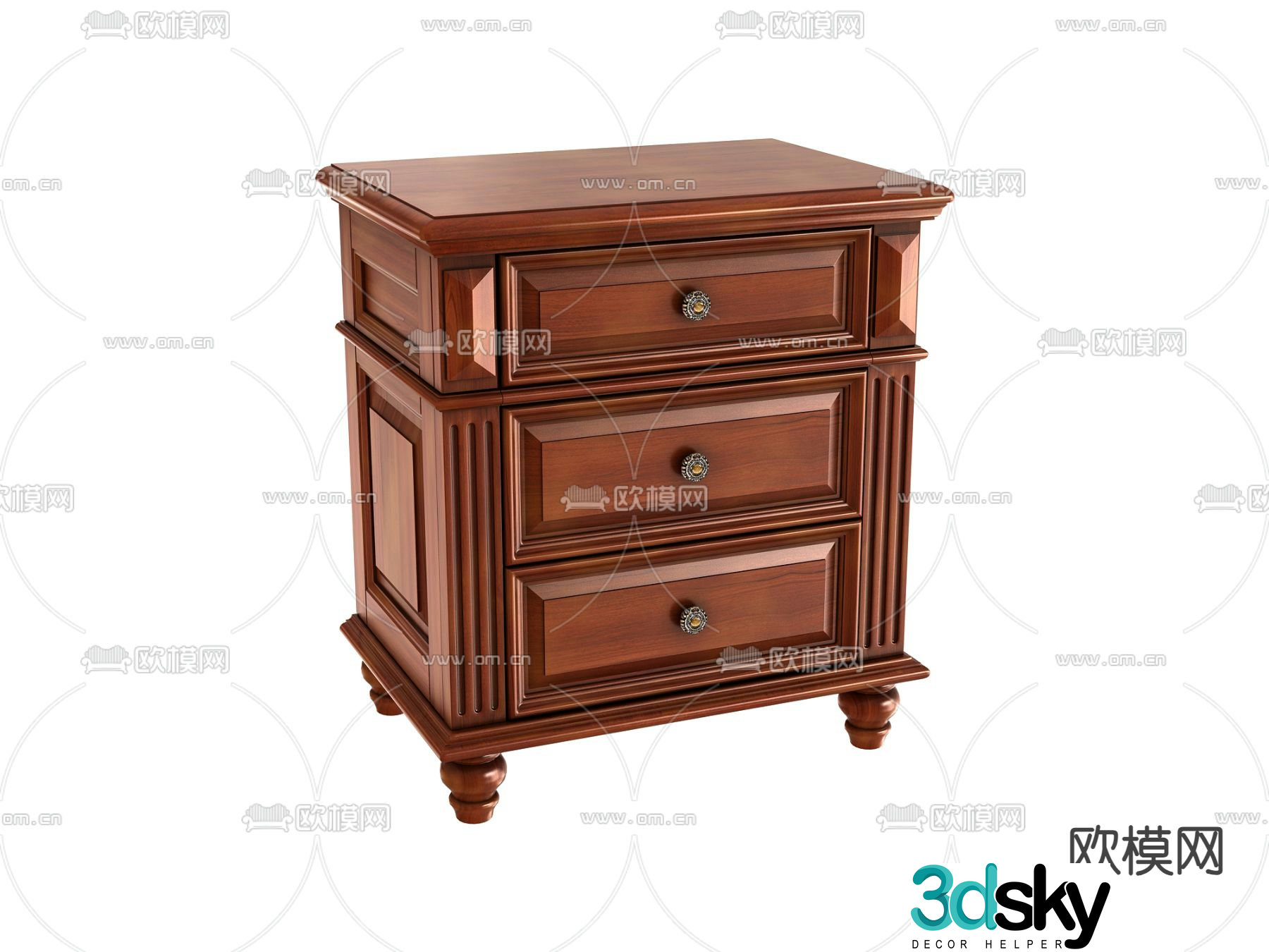 European style bedside table 3d model