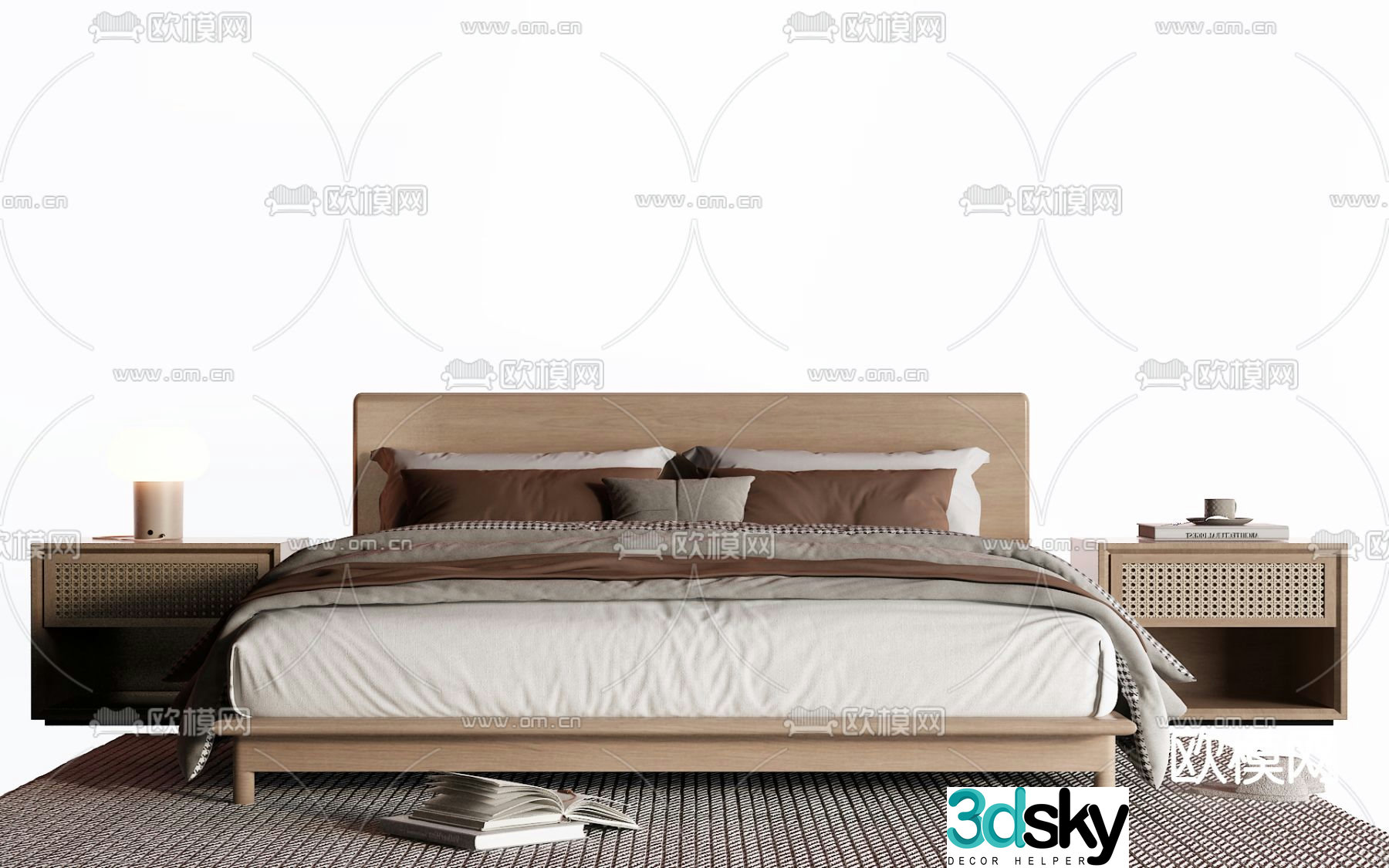 Wabi-sabi double bed 3d model