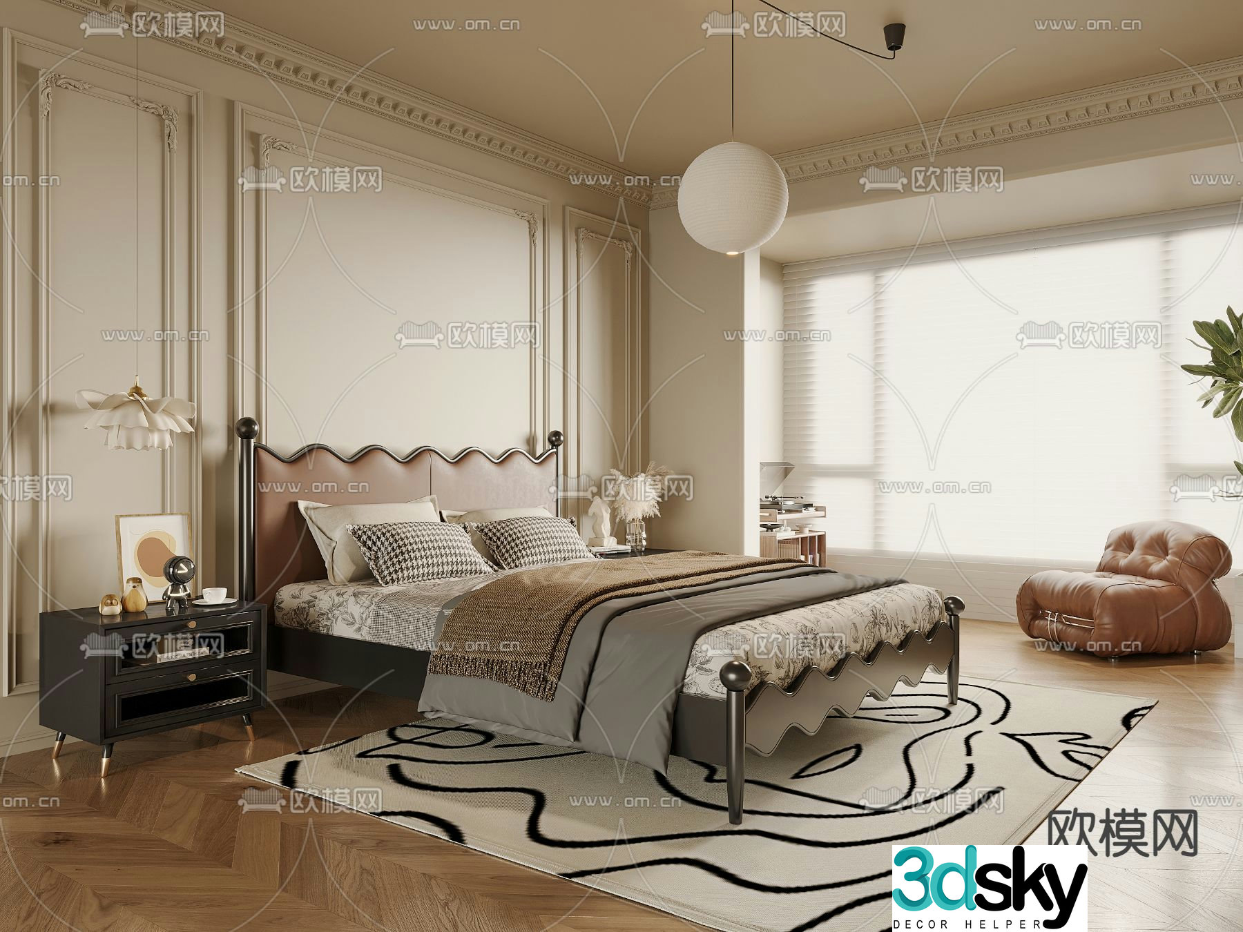 French bedroom master room 3d model