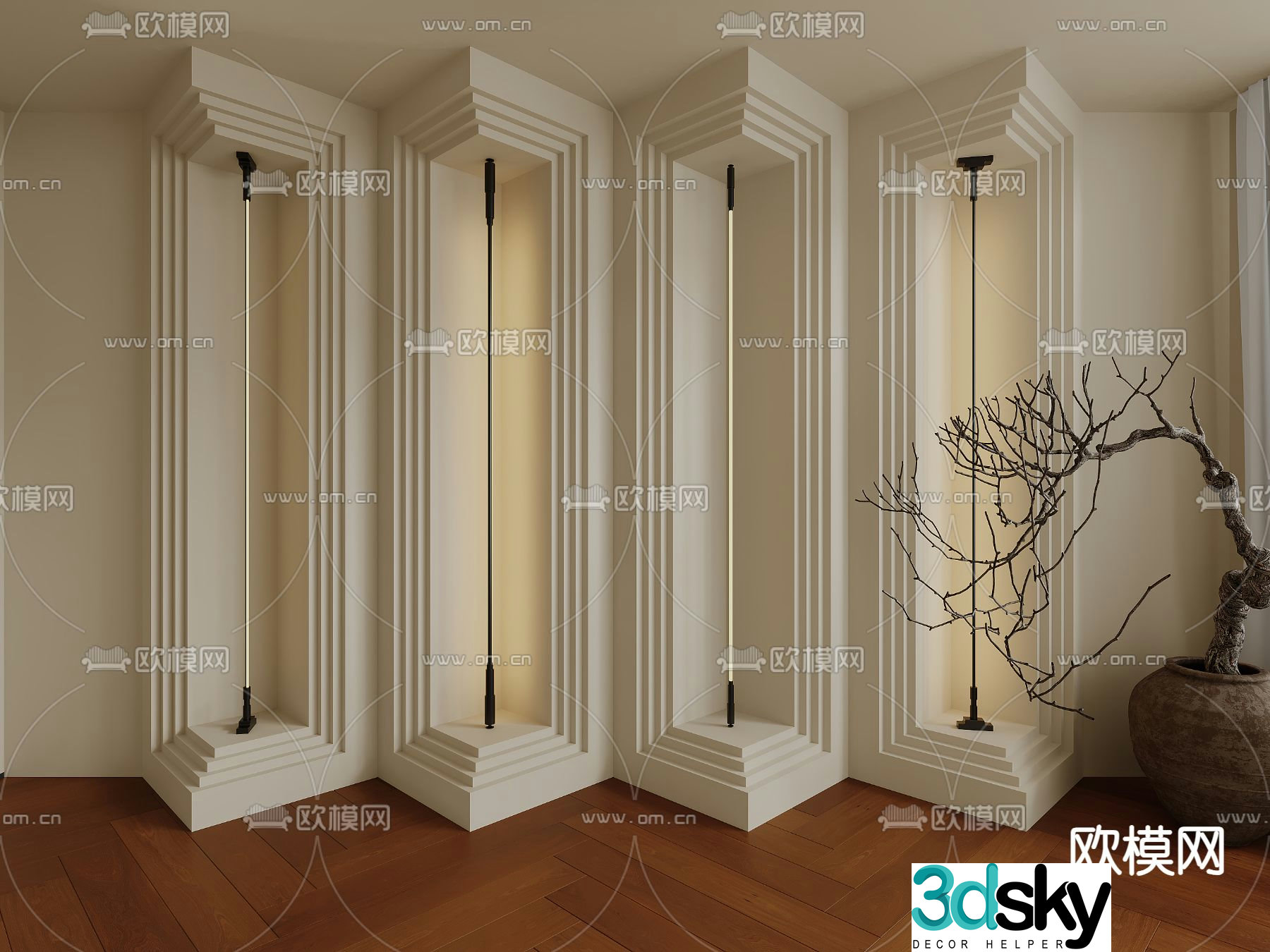 Wall lamp skyline lamp linear lamp steel strip lamp 3d model