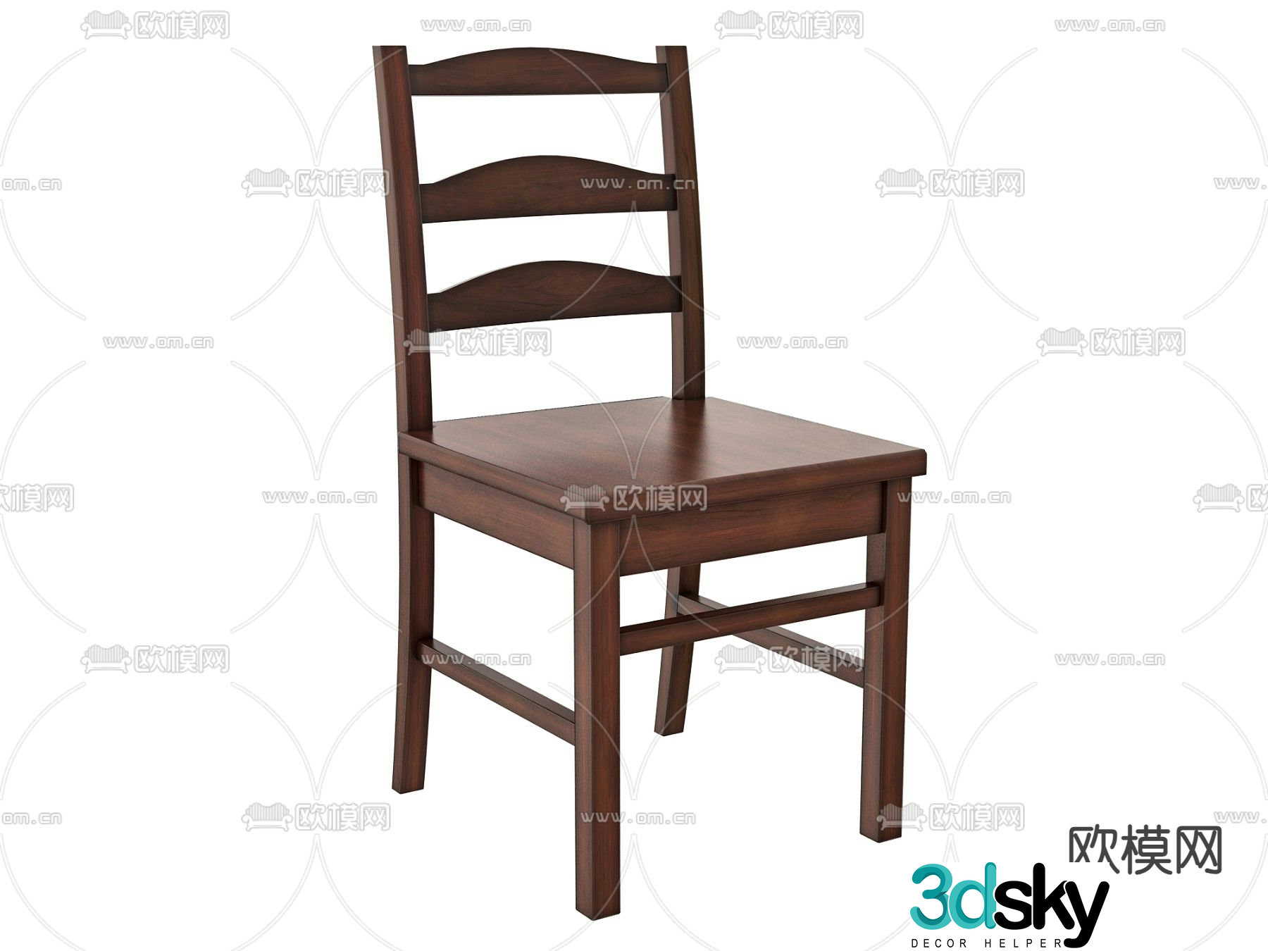 solid wood chair dining chair 3d model
