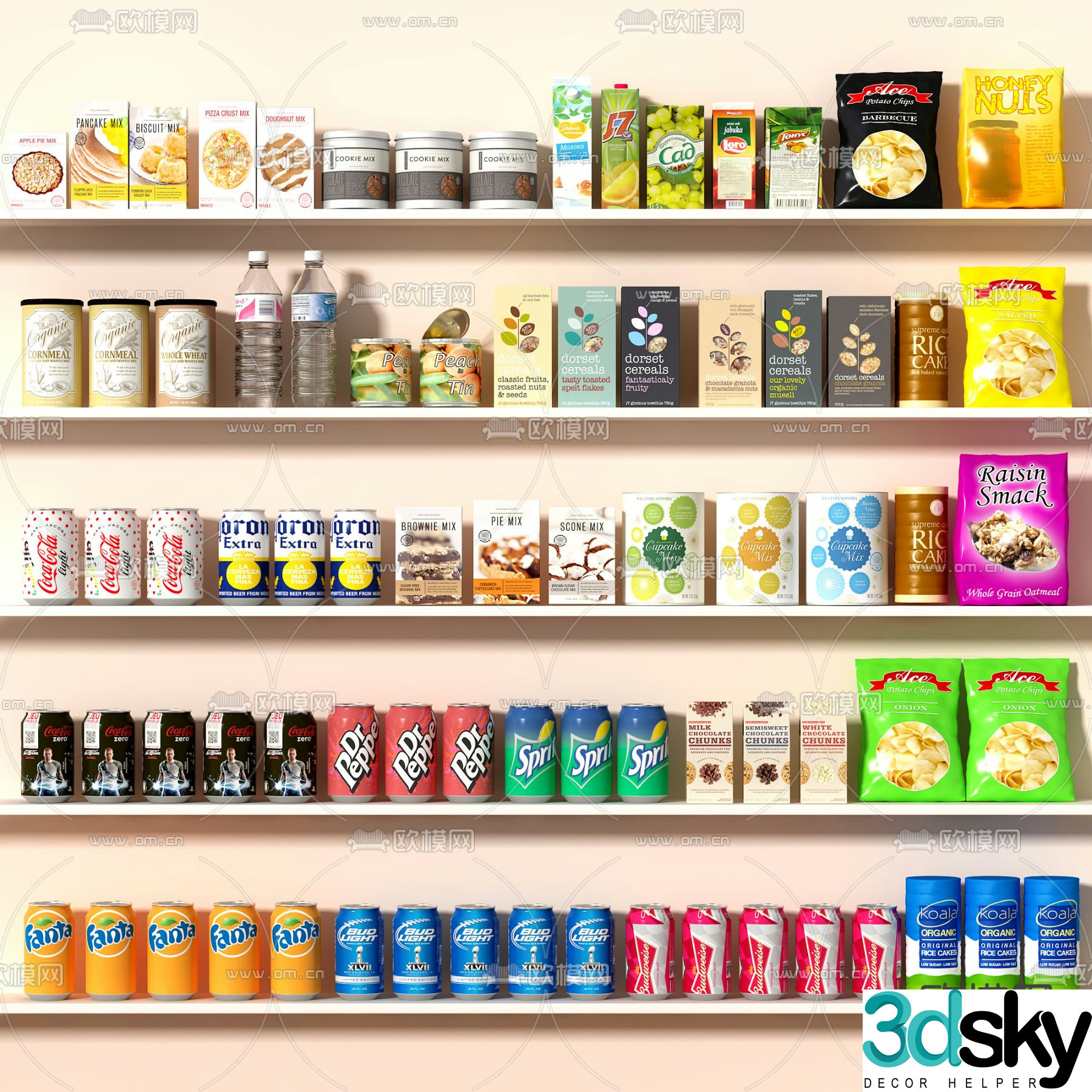 Snacks Food Beverage Beer Milk Powder 3D Model